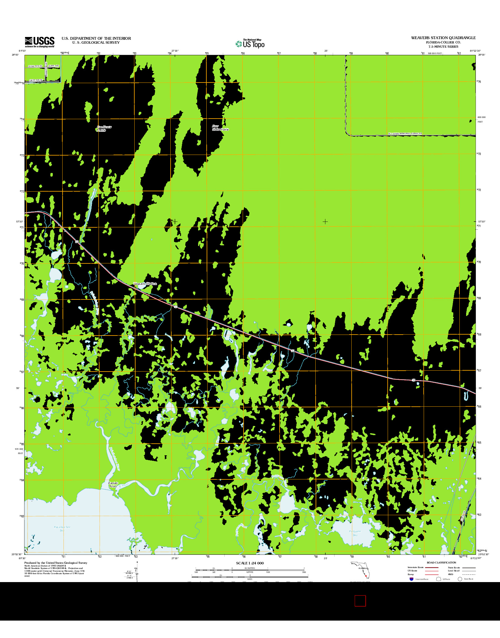 USGS US TOPO 7.5-MINUTE MAP FOR WEAVERS STATION, FL 2012