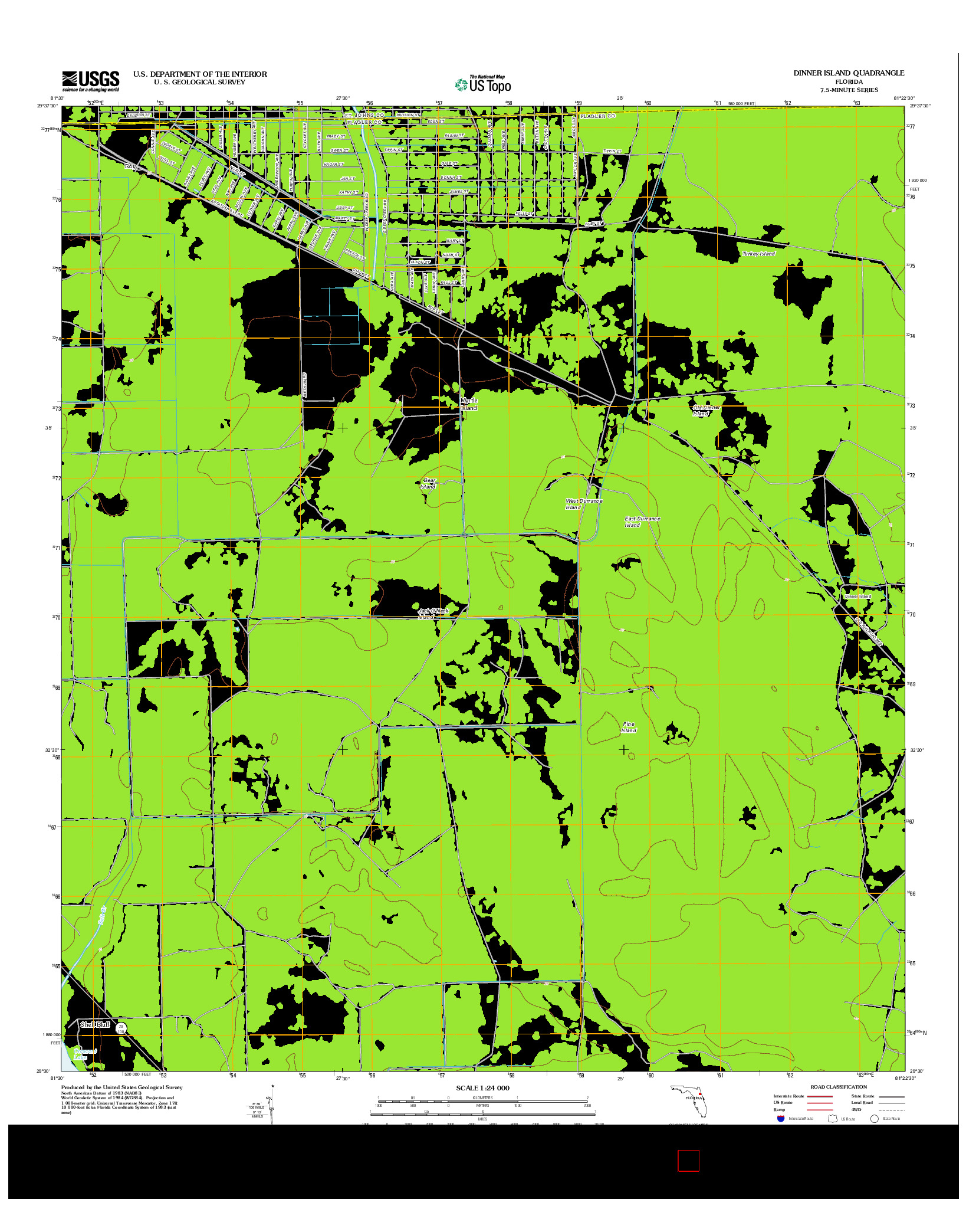 USGS US TOPO 7.5-MINUTE MAP FOR DINNER ISLAND, FL 2012
