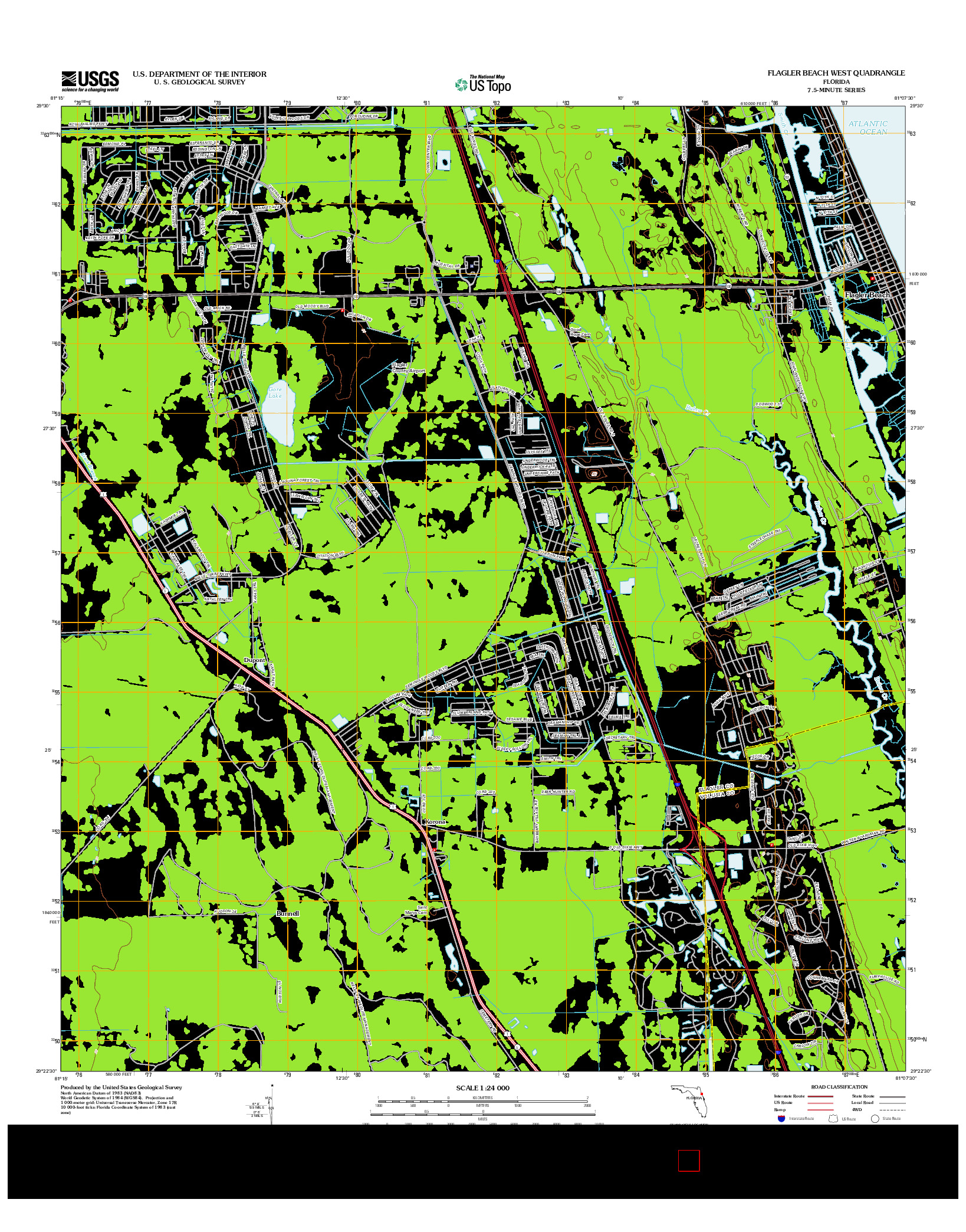 USGS US TOPO 7.5-MINUTE MAP FOR FLAGLER BEACH WEST, FL 2012