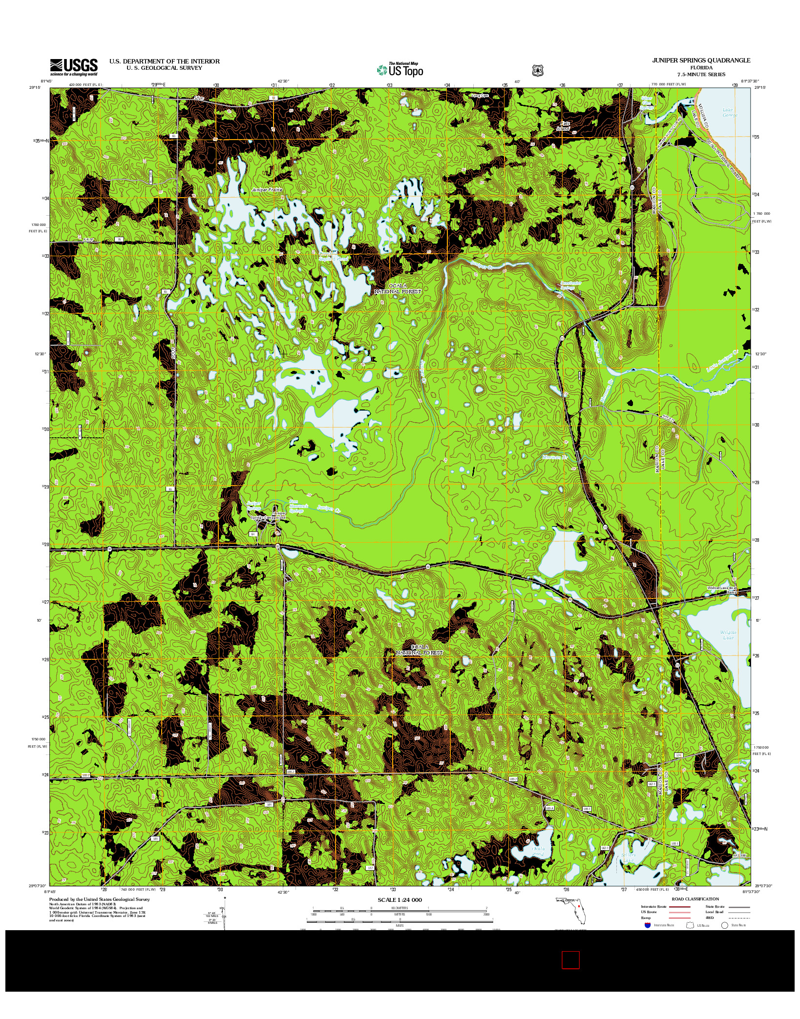 USGS US TOPO 7.5-MINUTE MAP FOR JUNIPER SPRINGS, FL 2012