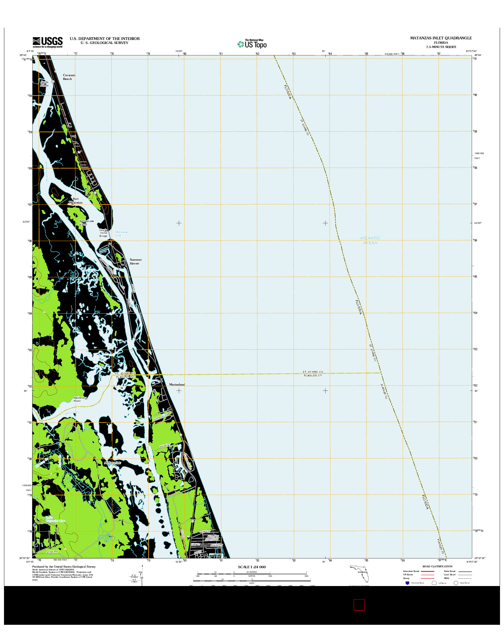 USGS US TOPO 7.5-MINUTE MAP FOR MATANZAS INLET, FL 2012