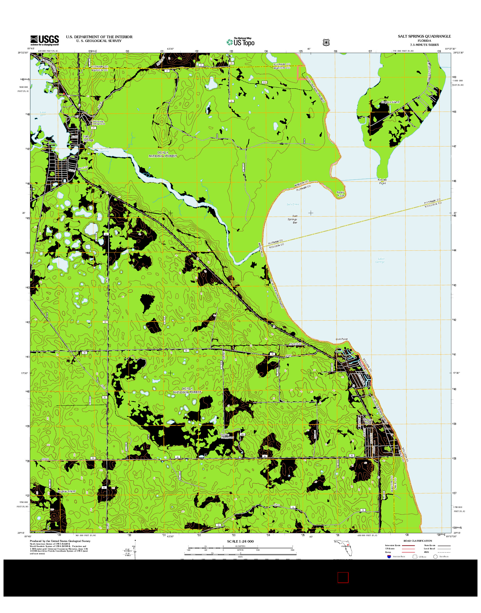 USGS US TOPO 7.5-MINUTE MAP FOR SALT SPRINGS, FL 2012