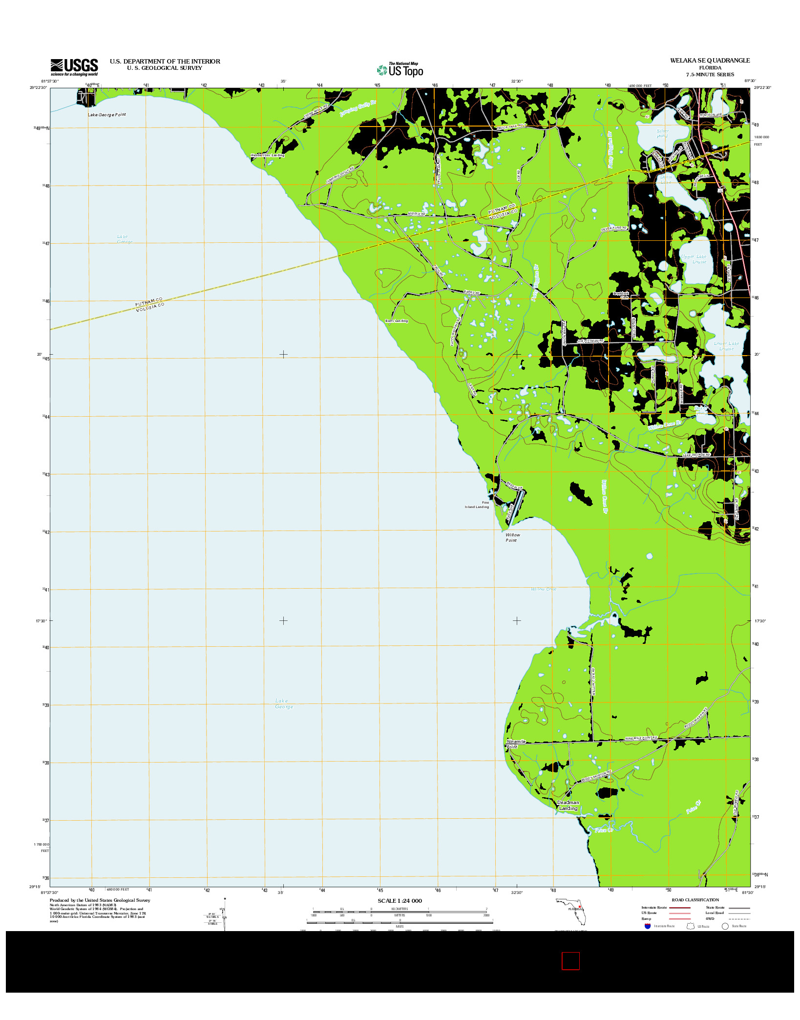 USGS US TOPO 7.5-MINUTE MAP FOR WELAKA SE, FL 2012