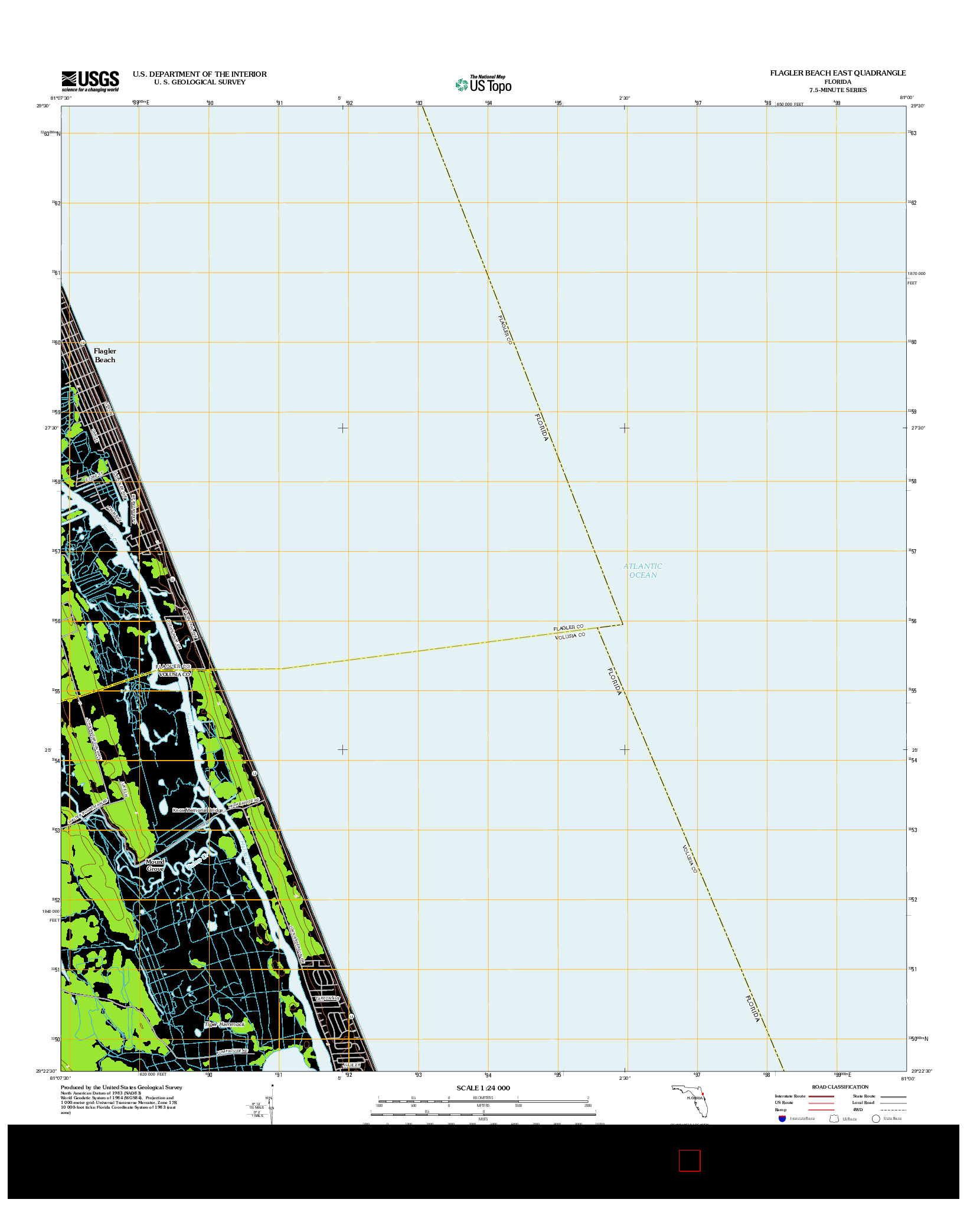 USGS US TOPO 7.5-MINUTE MAP FOR FLAGLER BEACH EAST, FL 2012