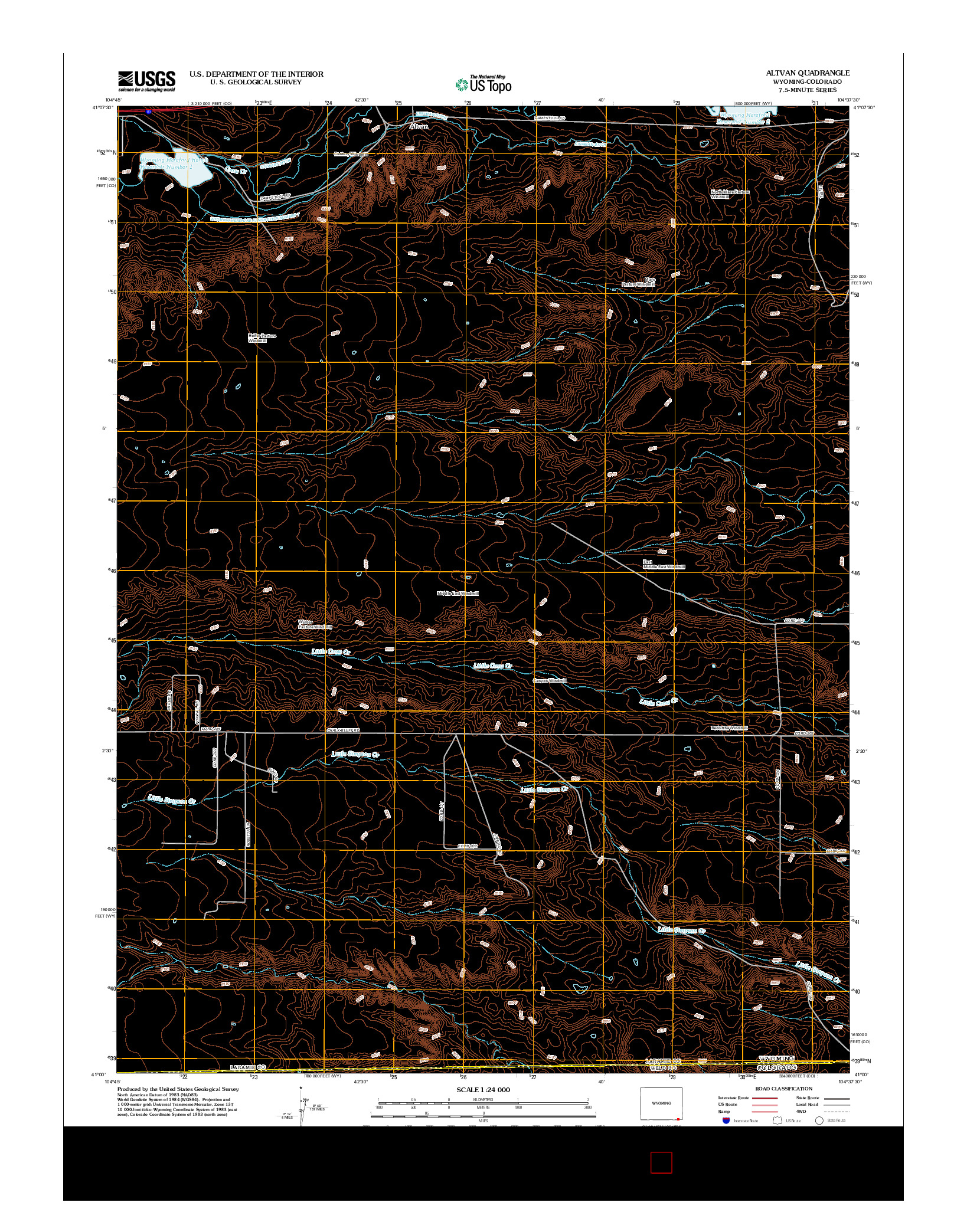 USGS US TOPO 7.5-MINUTE MAP FOR ALTVAN, WY-CO 2012