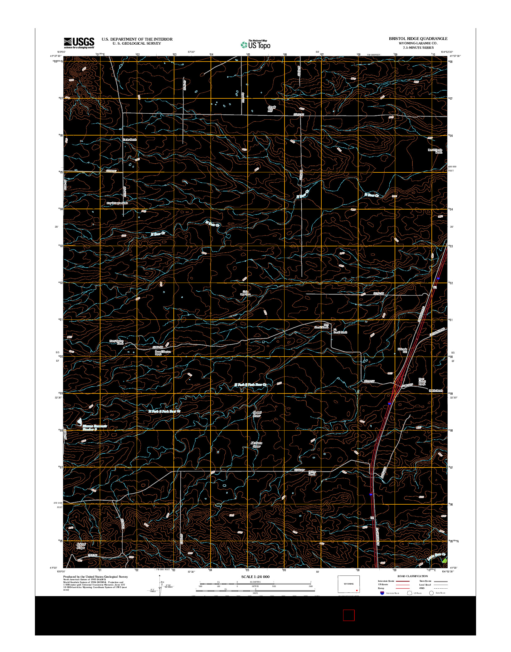 USGS US TOPO 7.5-MINUTE MAP FOR BRISTOL RIDGE, WY 2012
