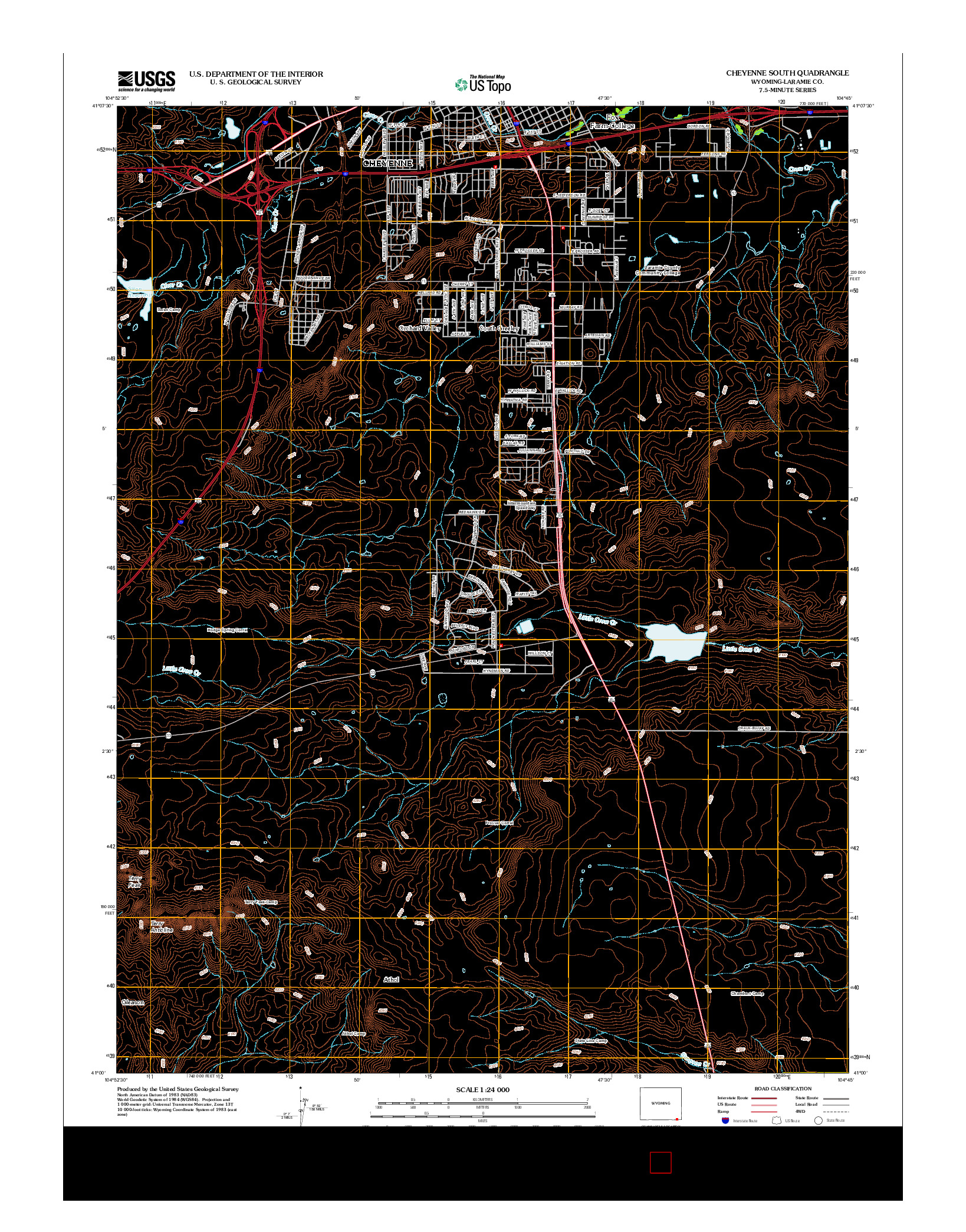 USGS US TOPO 7.5-MINUTE MAP FOR CHEYENNE SOUTH, WY 2012