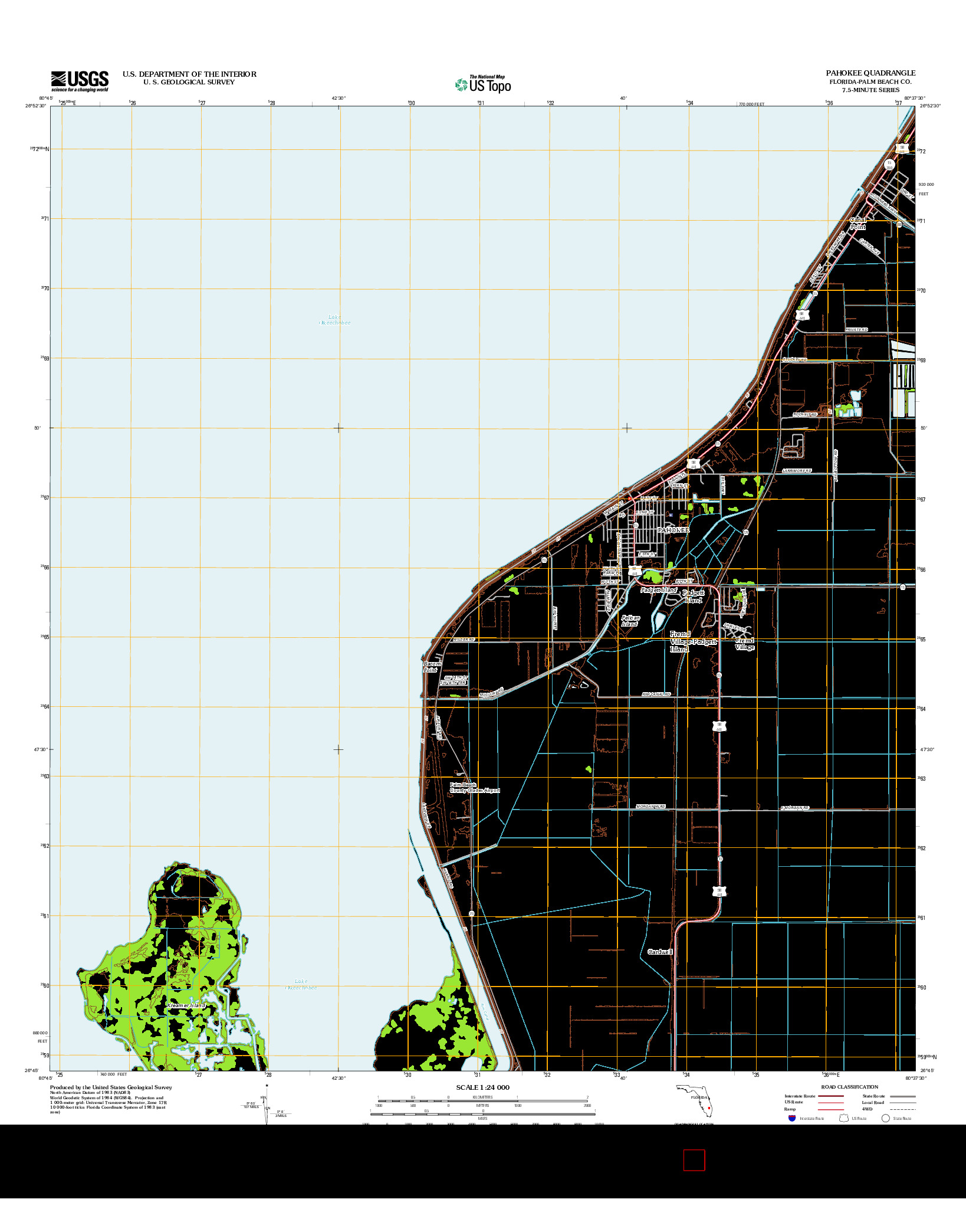 USGS US TOPO 7.5-MINUTE MAP FOR PAHOKEE, FL 2012