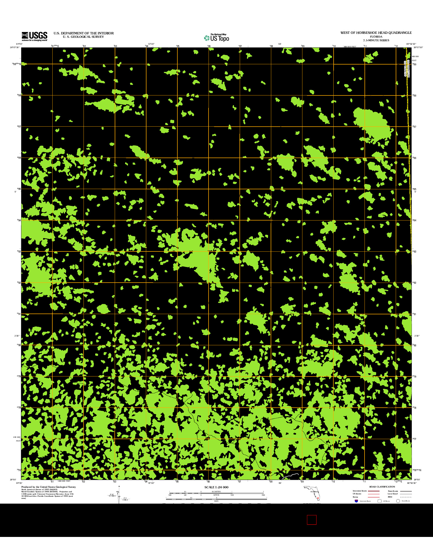 USGS US TOPO 7.5-MINUTE MAP FOR WEST OF HORSESHOE HEAD, FL 2012