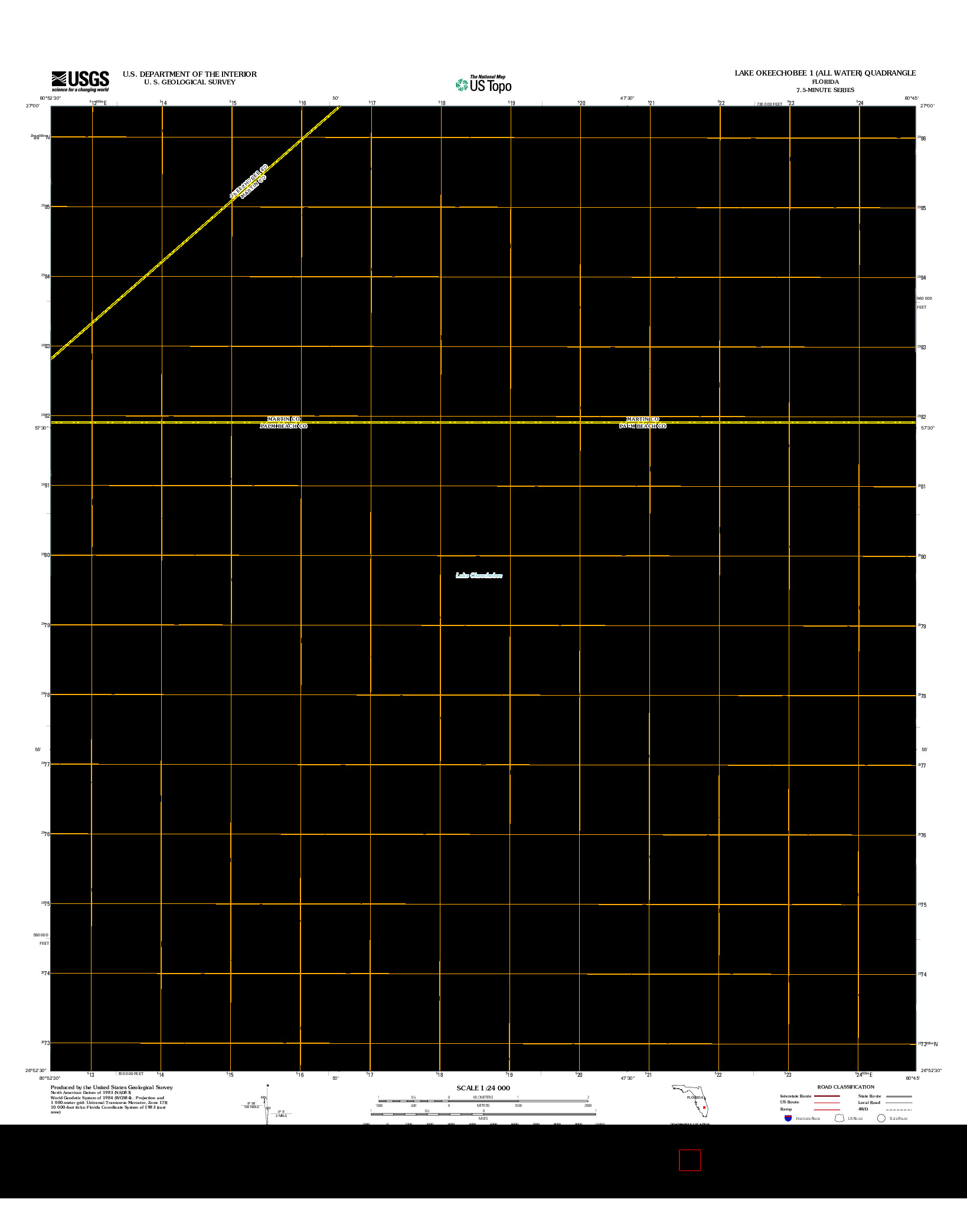 USGS US TOPO 7.5-MINUTE MAP FOR LAKE OKEECHOBEE 1 (ALL WATER), FL 2012