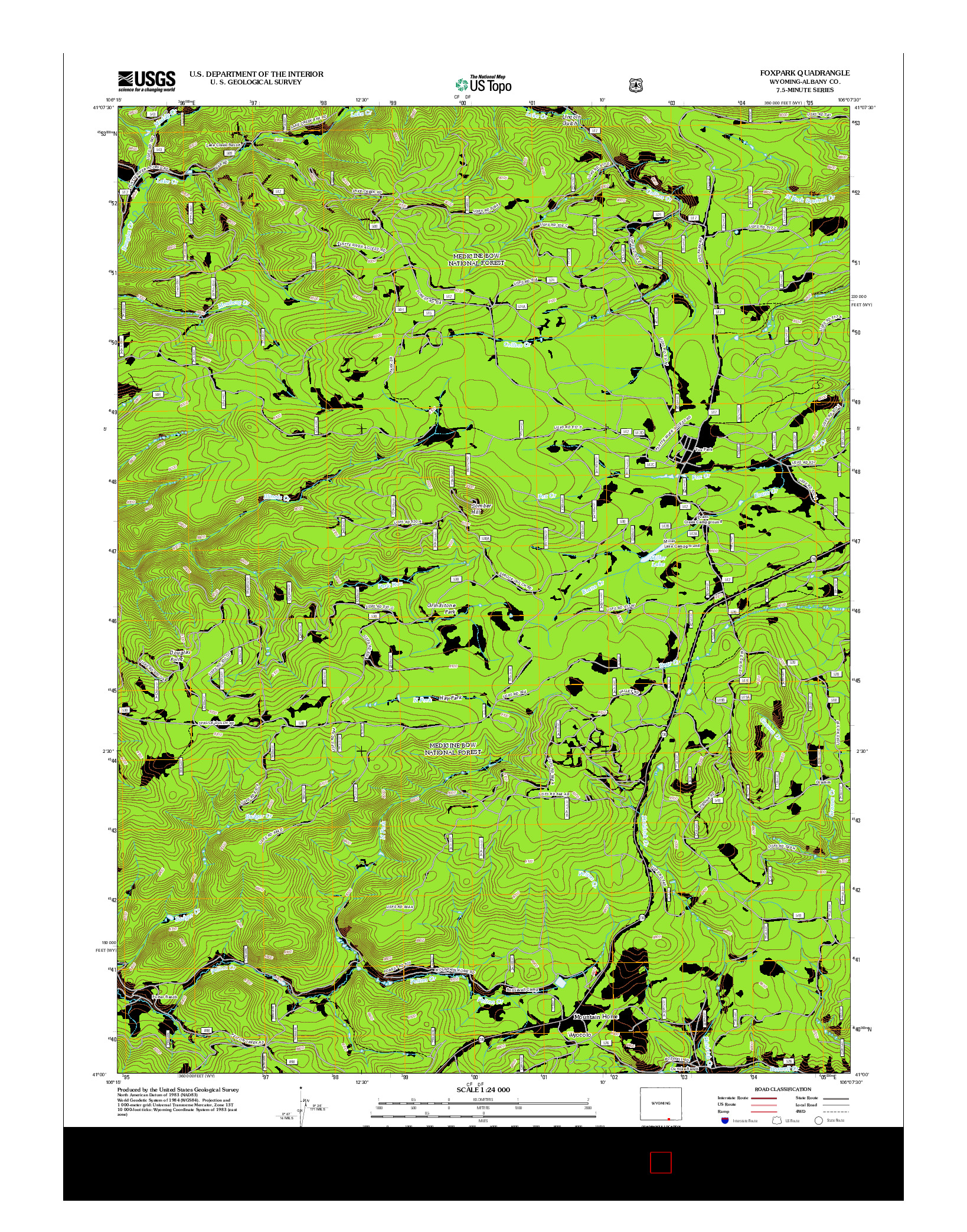 USGS US TOPO 7.5-MINUTE MAP FOR FOXPARK, WY 2012