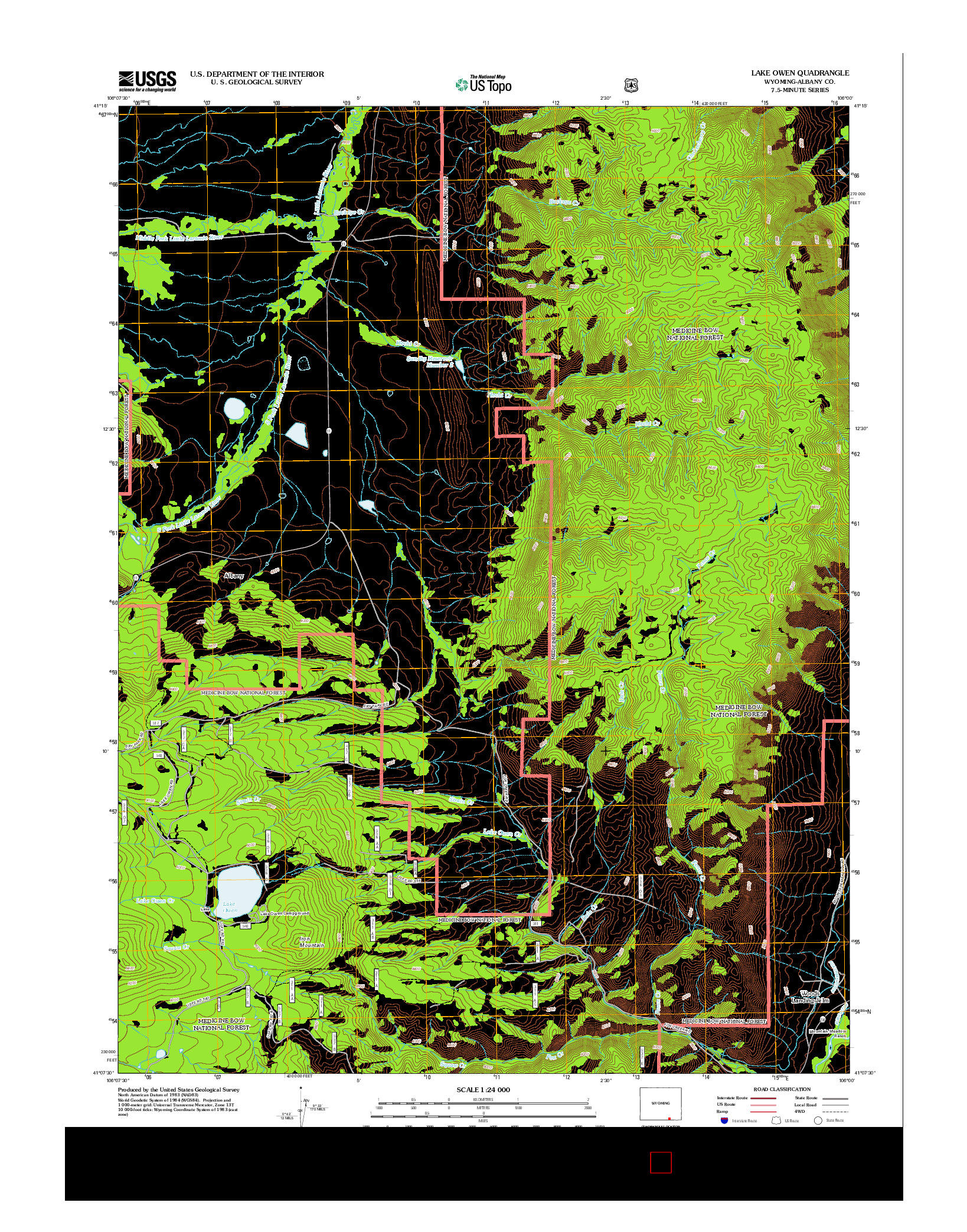 USGS US TOPO 7.5-MINUTE MAP FOR LAKE OWEN, WY 2012