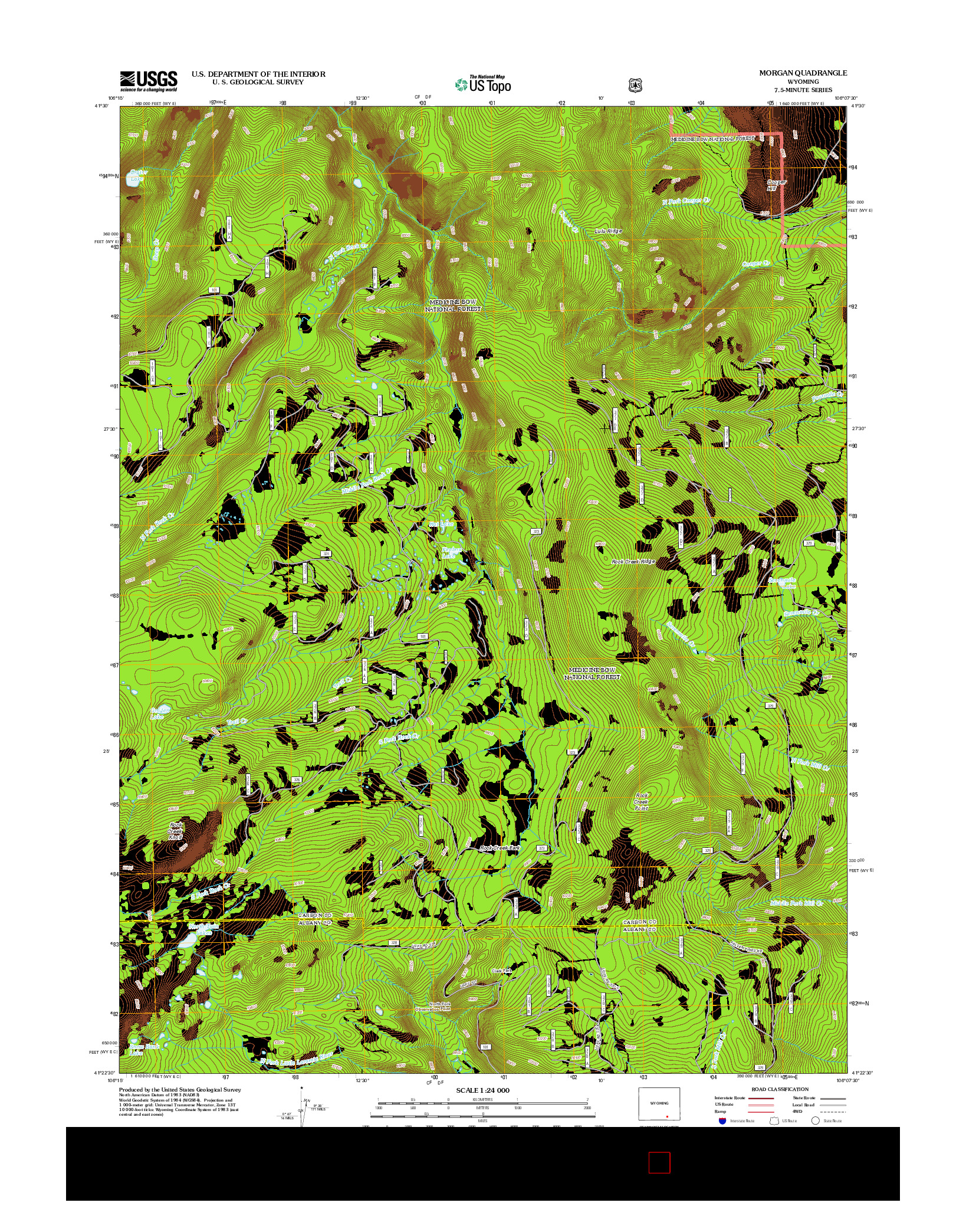 USGS US TOPO 7.5-MINUTE MAP FOR MORGAN, WY 2012