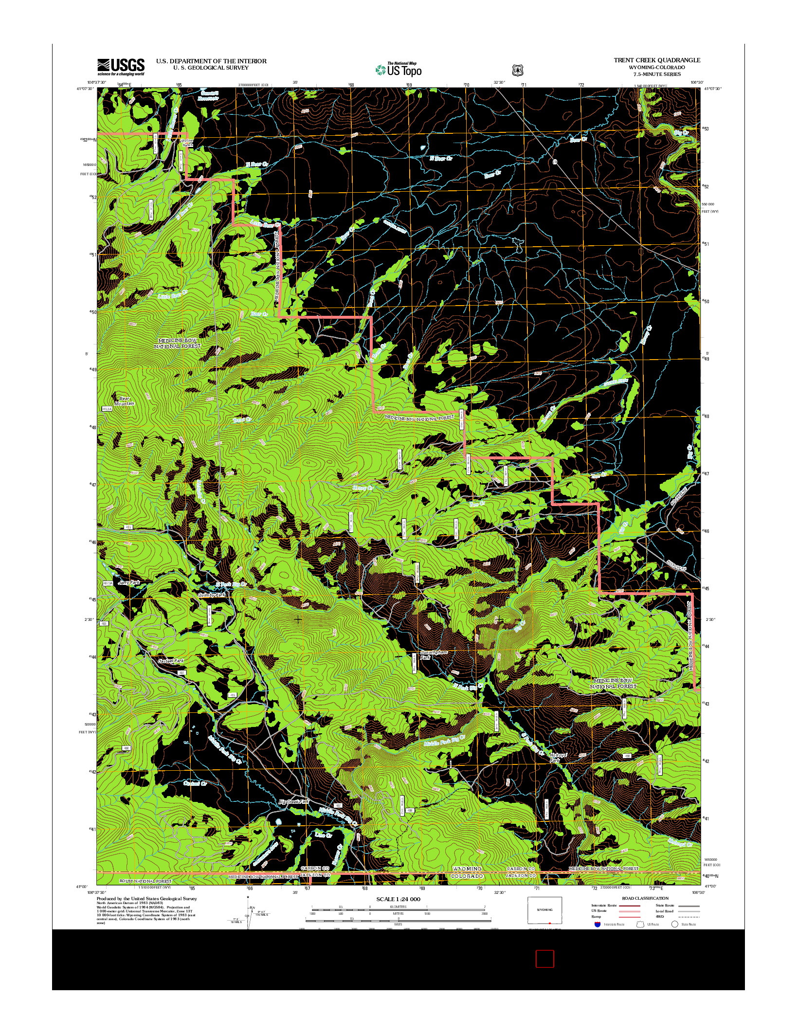 USGS US TOPO 7.5-MINUTE MAP FOR TRENT CREEK, WY-CO 2012