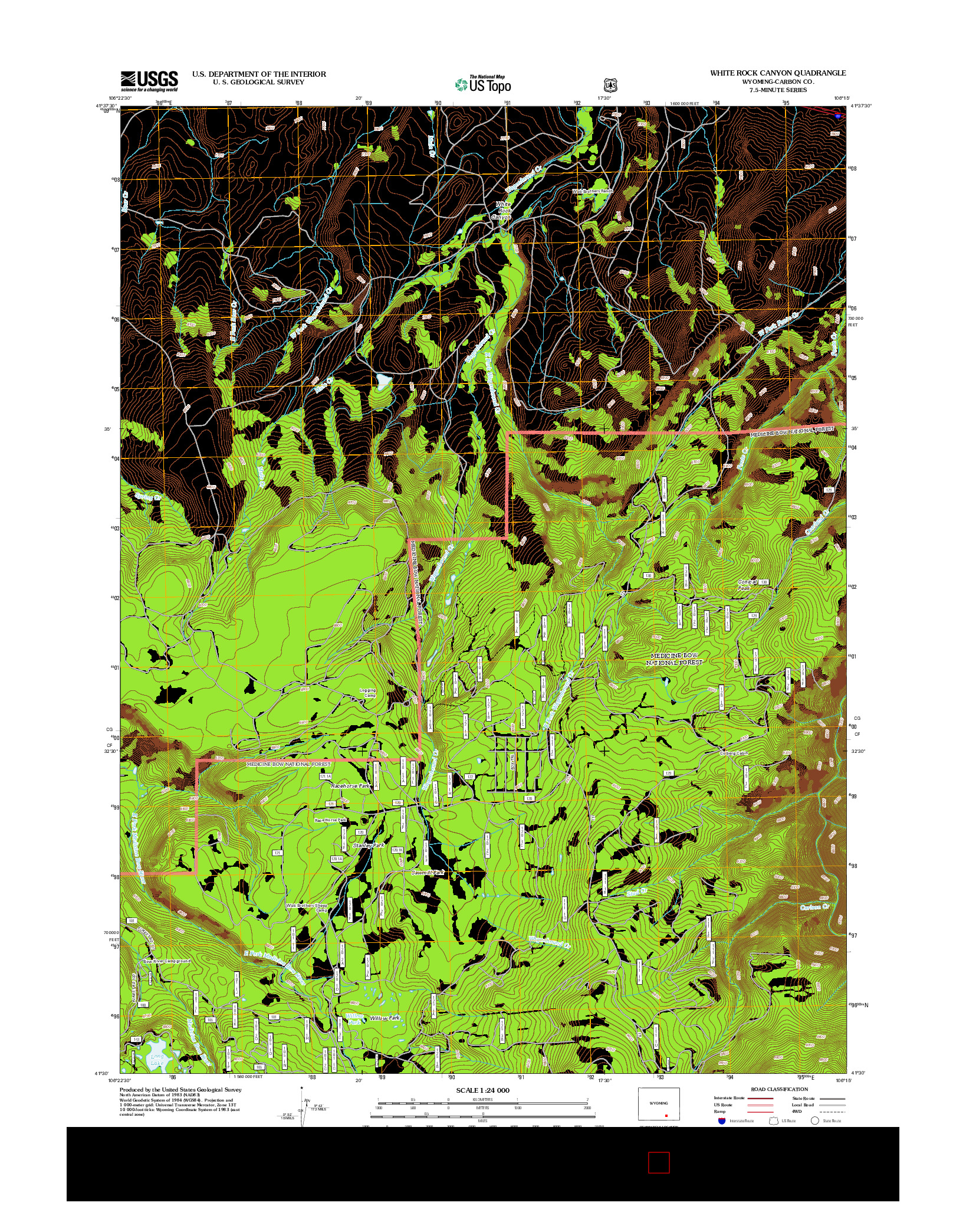 USGS US TOPO 7.5-MINUTE MAP FOR WHITE ROCK CANYON, WY 2012