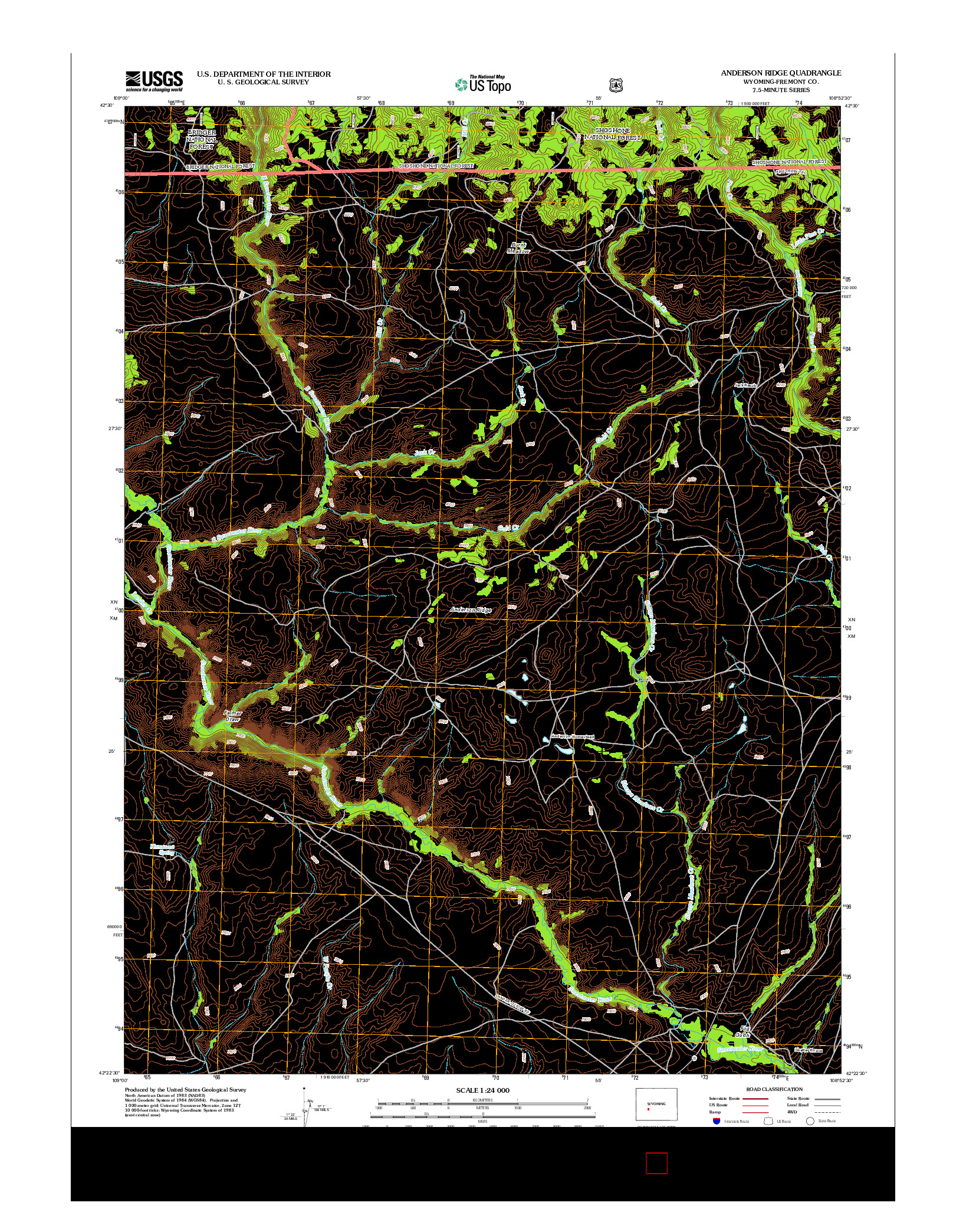 USGS US TOPO 7.5-MINUTE MAP FOR ANDERSON RIDGE, WY 2012