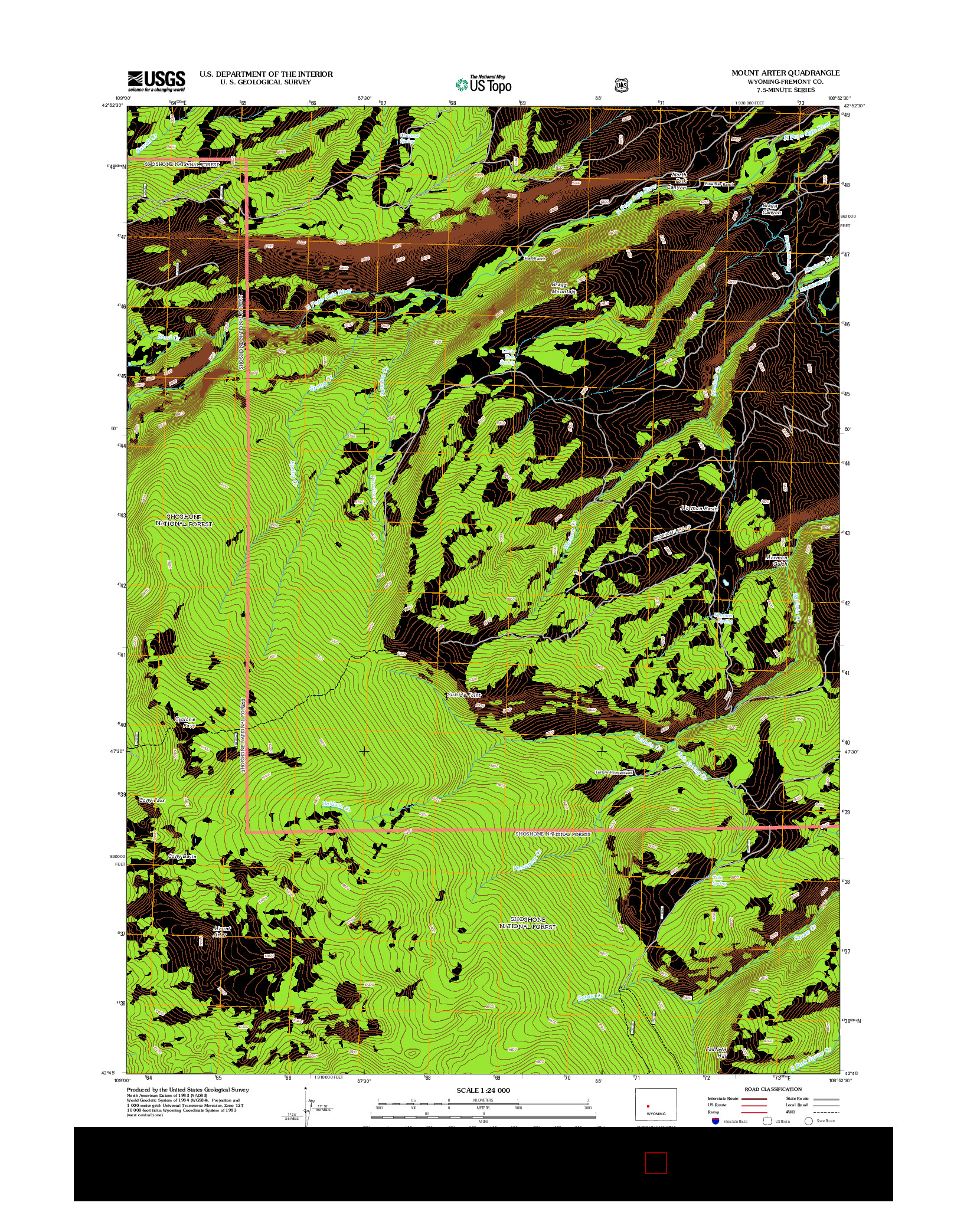 USGS US TOPO 7.5-MINUTE MAP FOR MOUNT ARTER, WY 2012