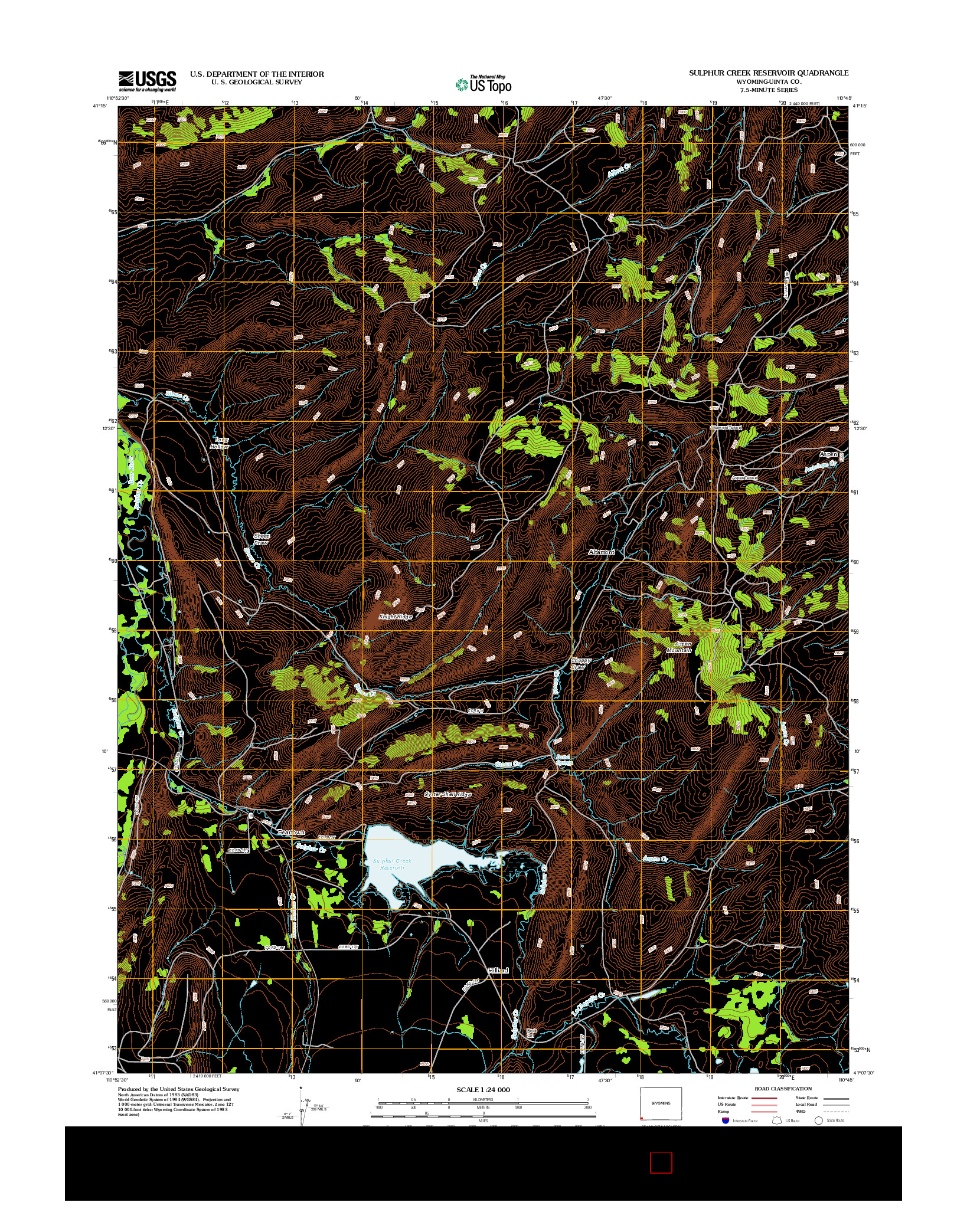 USGS US TOPO 7.5-MINUTE MAP FOR SULPHUR CREEK RESERVOIR, WY 2012