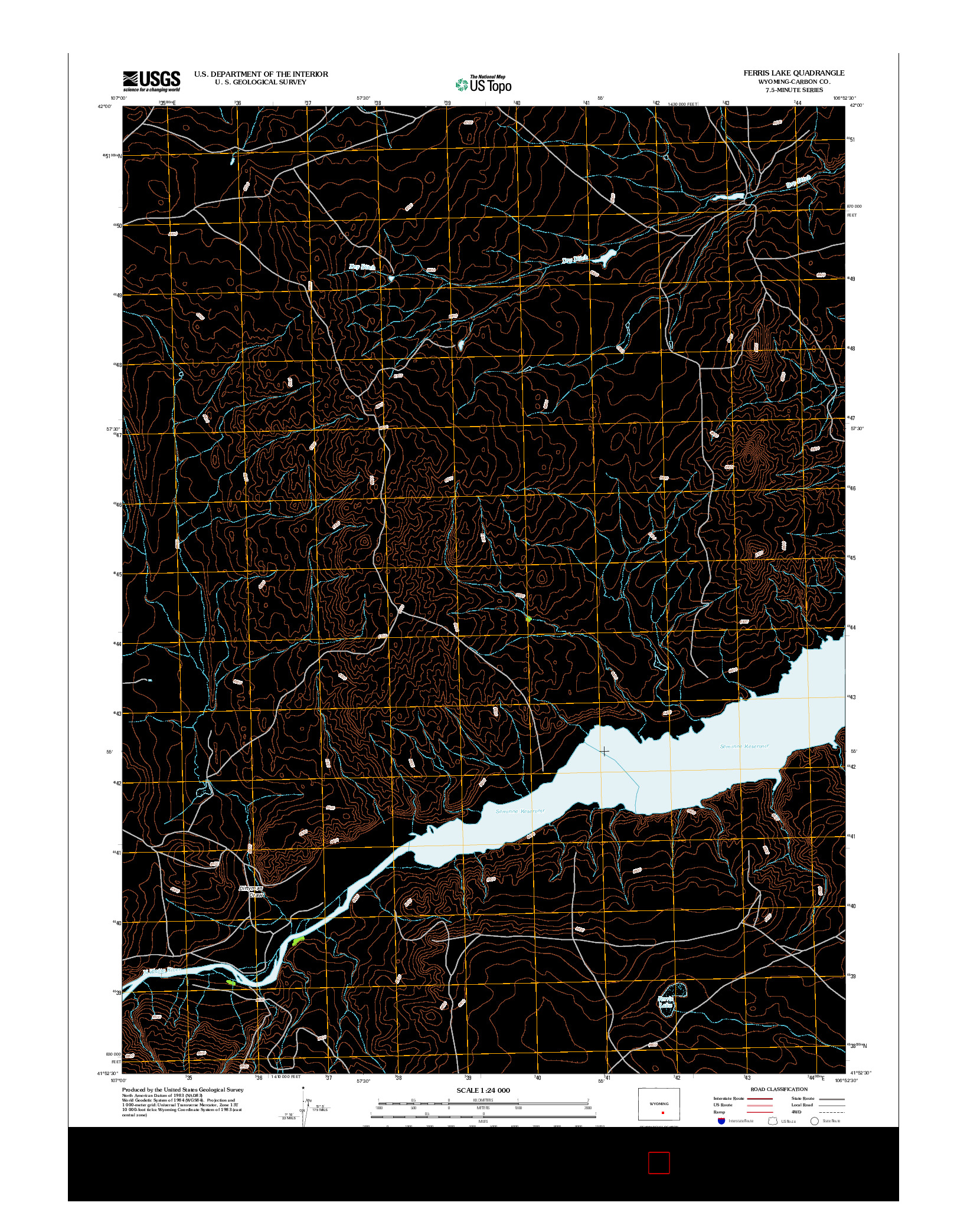 USGS US TOPO 7.5-MINUTE MAP FOR FERRIS LAKE, WY 2012