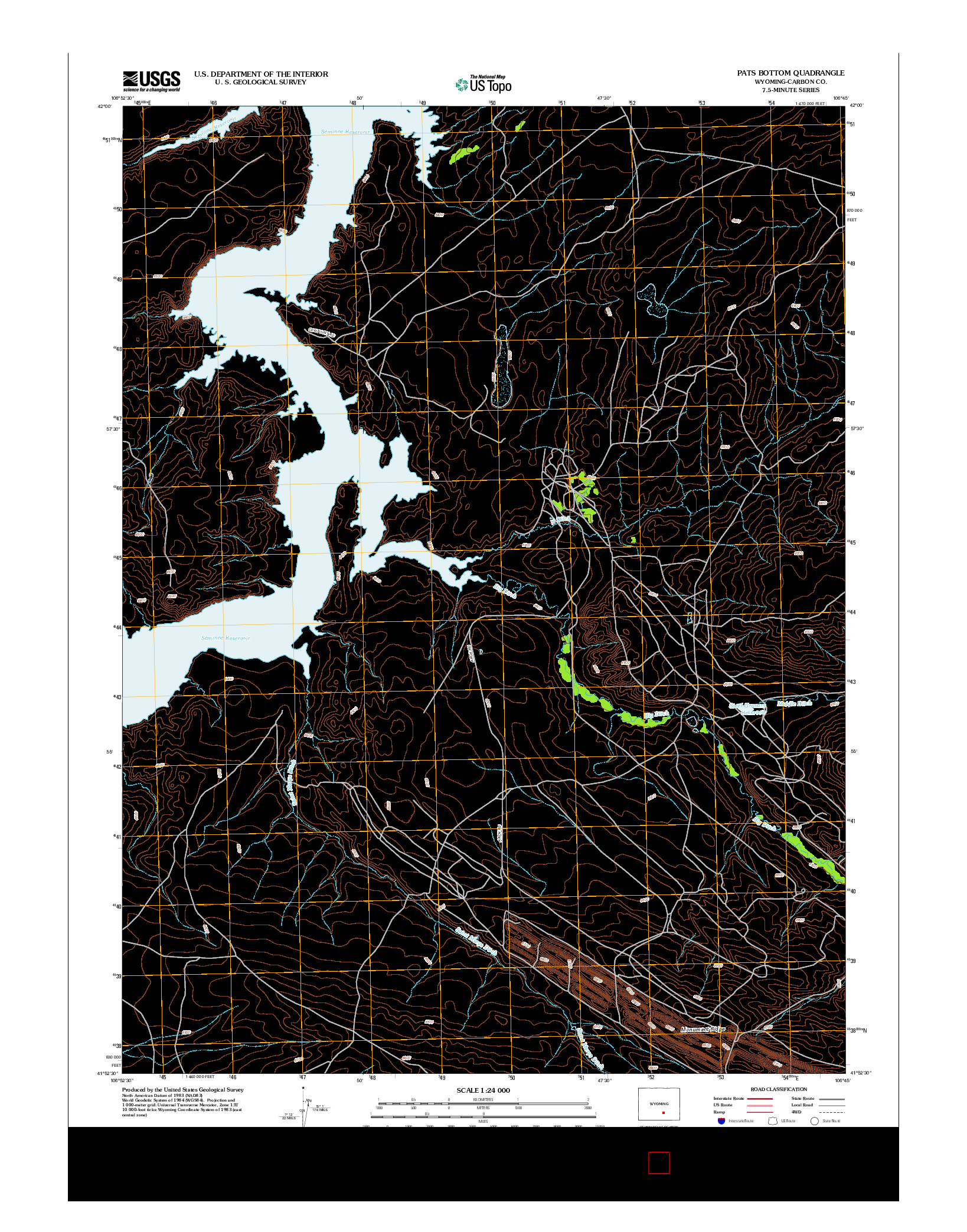 USGS US TOPO 7.5-MINUTE MAP FOR PATS BOTTOM, WY 2012