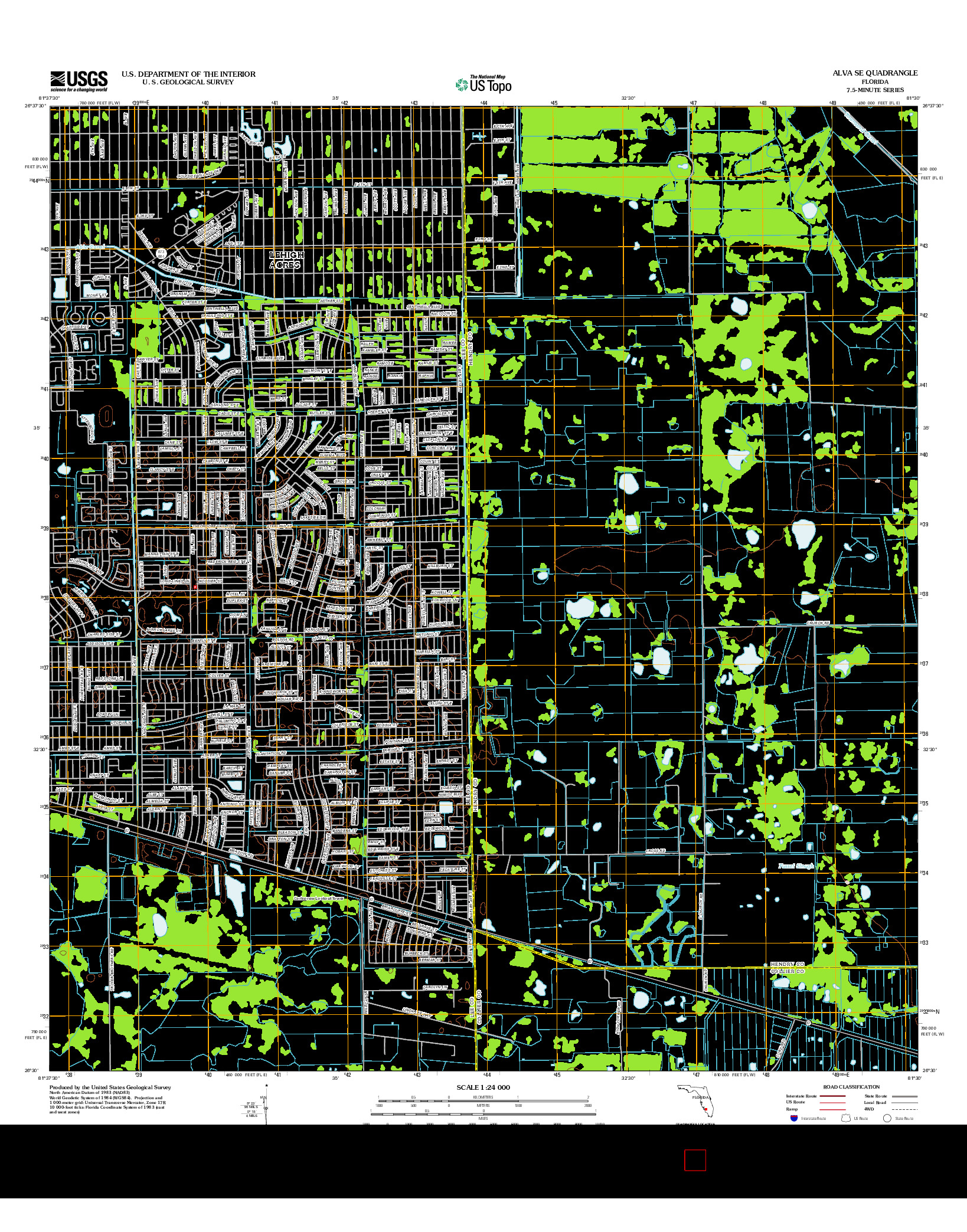 USGS US TOPO 7.5-MINUTE MAP FOR ALVA SE, FL 2012