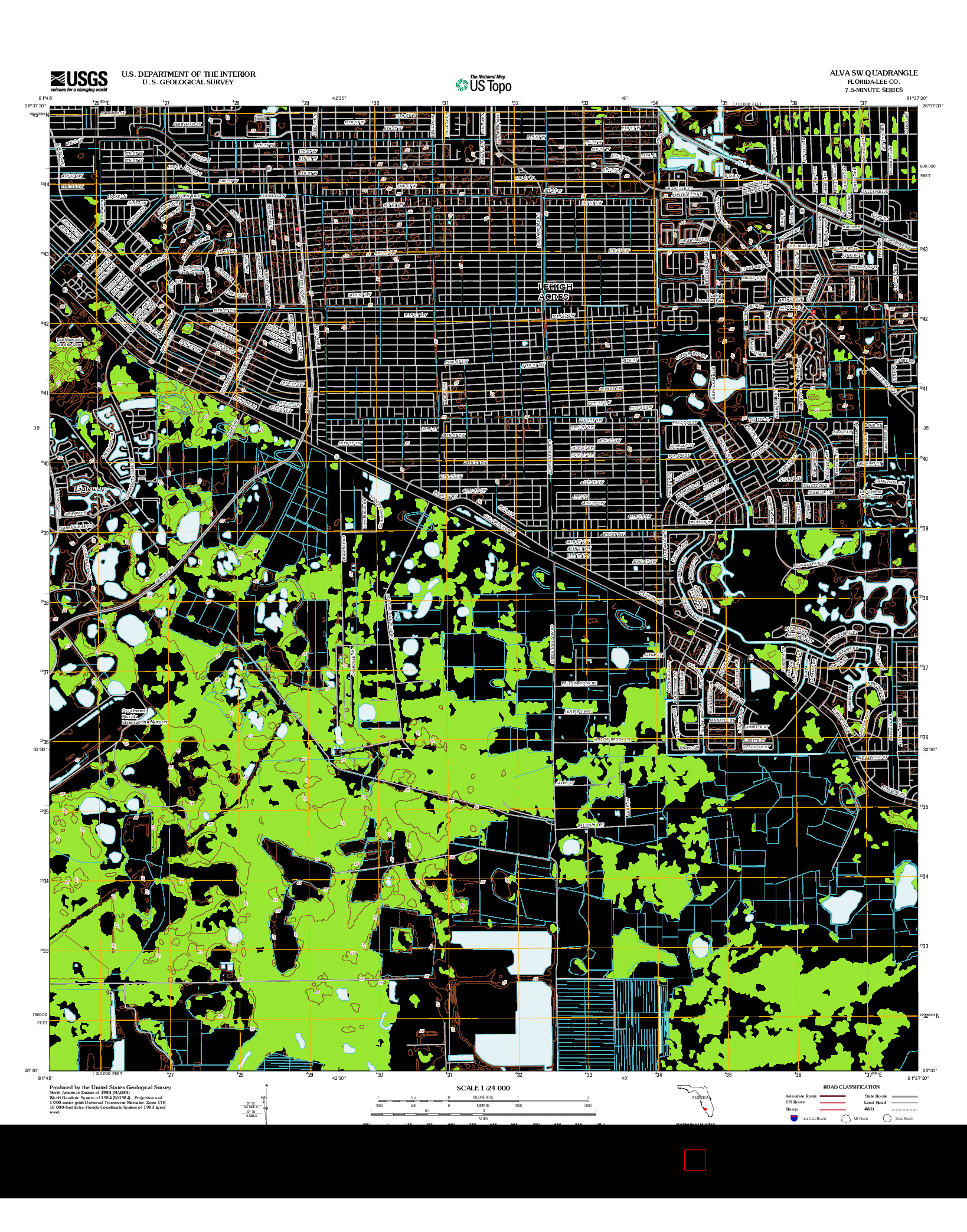 USGS US TOPO 7.5-MINUTE MAP FOR ALVA SW, FL 2012