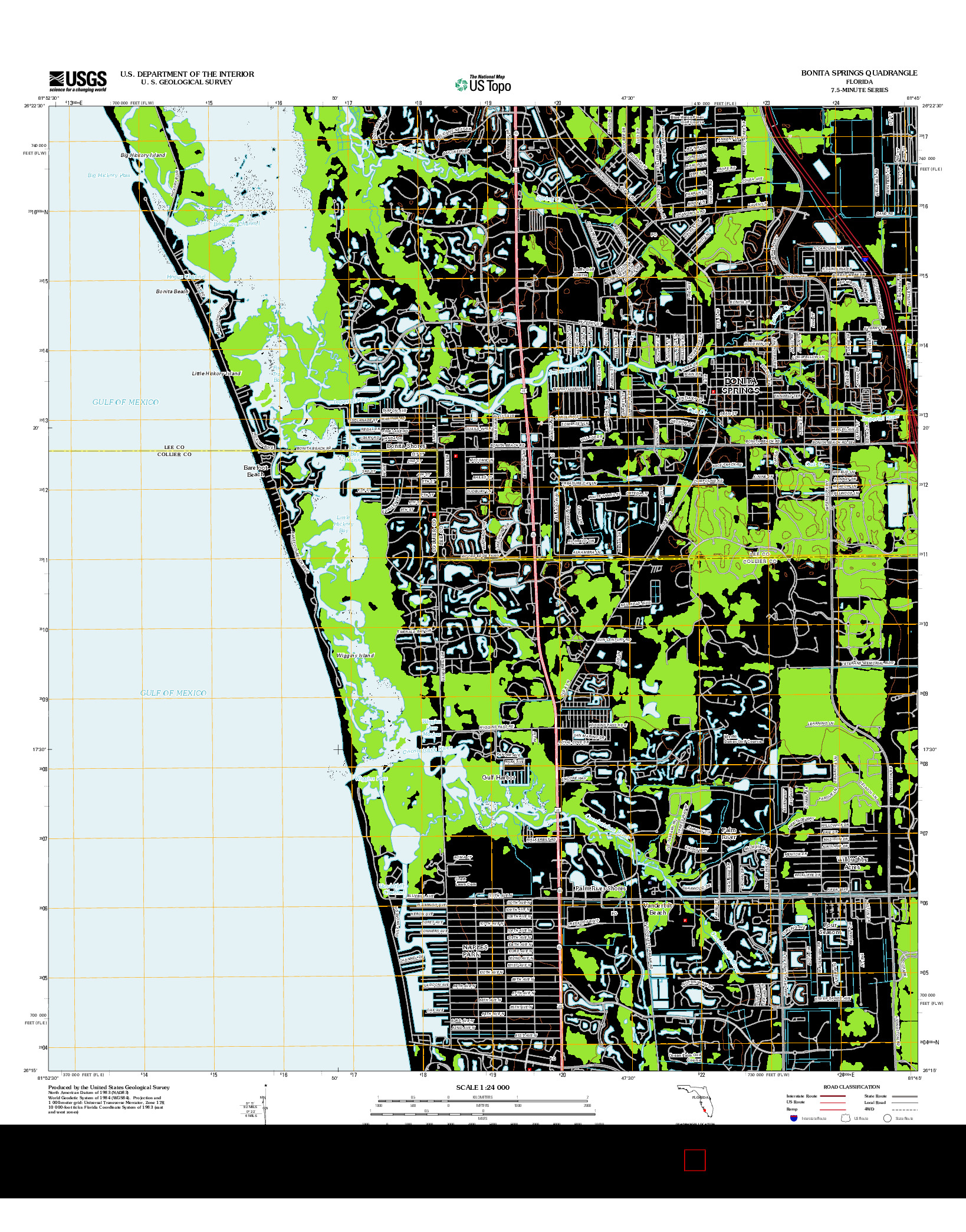 USGS US TOPO 7.5-MINUTE MAP FOR BONITA SPRINGS, FL 2012
