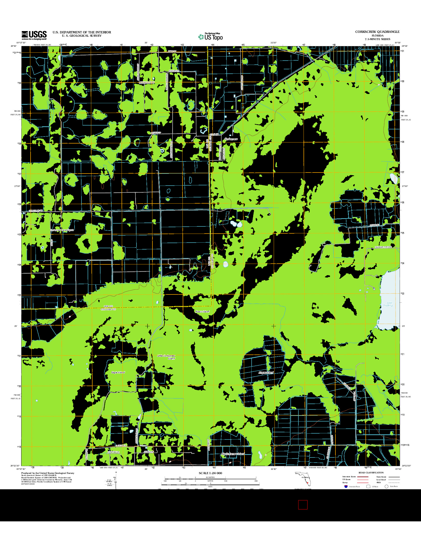 USGS US TOPO 7.5-MINUTE MAP FOR CORKSCREW, FL 2012