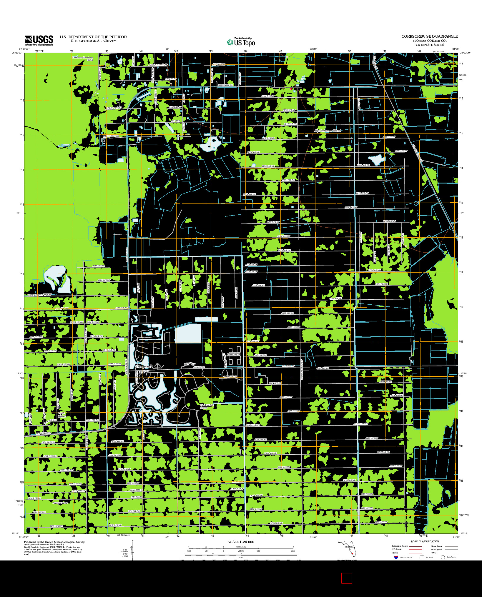 USGS US TOPO 7.5-MINUTE MAP FOR CORKSCREW SE, FL 2012