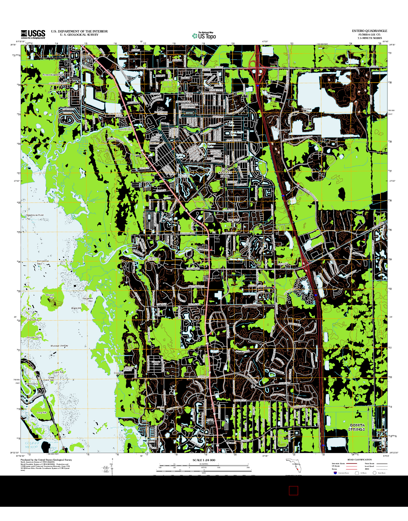 USGS US TOPO 7.5-MINUTE MAP FOR ESTERO, FL 2012