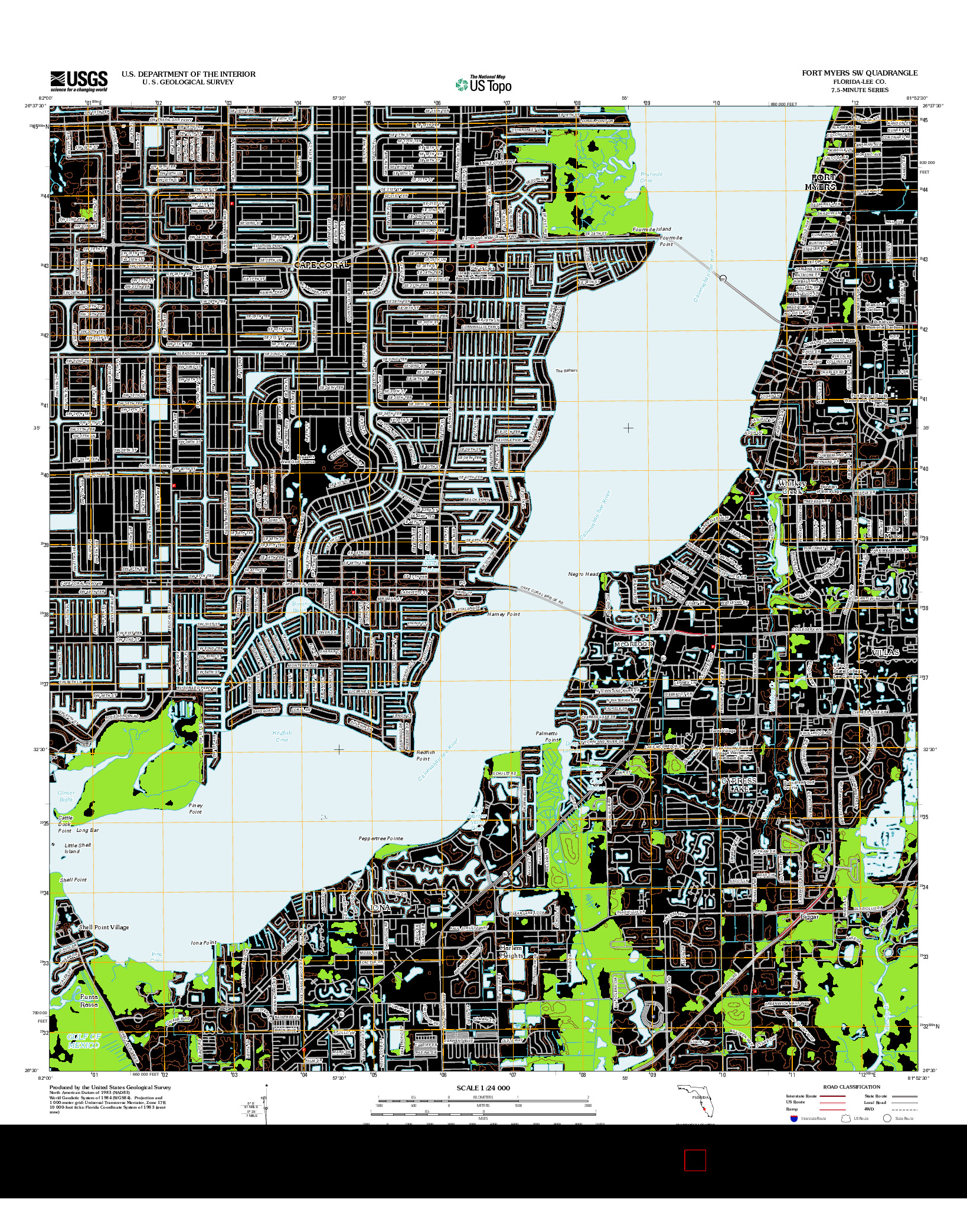 USGS US TOPO 7.5-MINUTE MAP FOR FORT MYERS SW, FL 2012