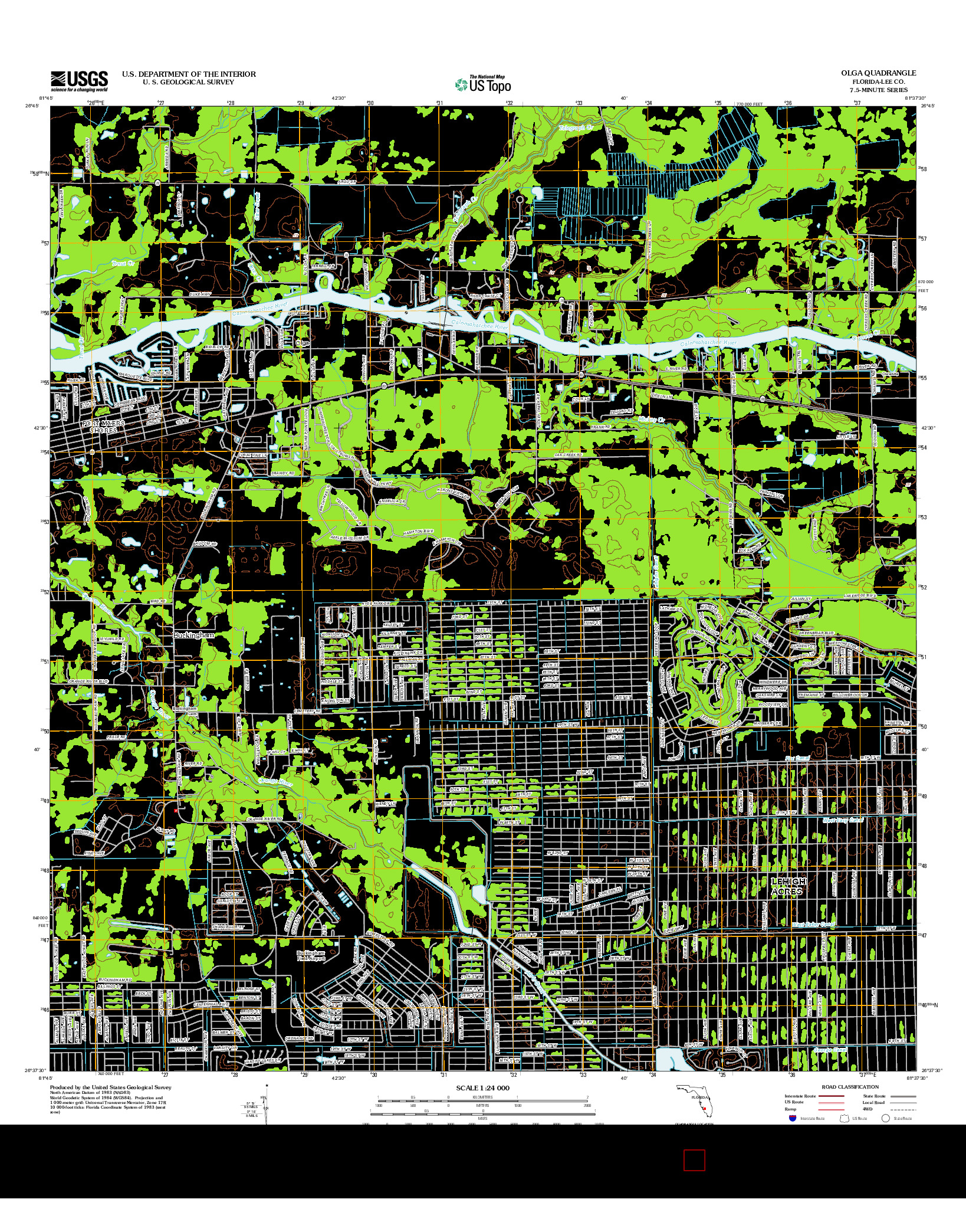 USGS US TOPO 7.5-MINUTE MAP FOR OLGA, FL 2012