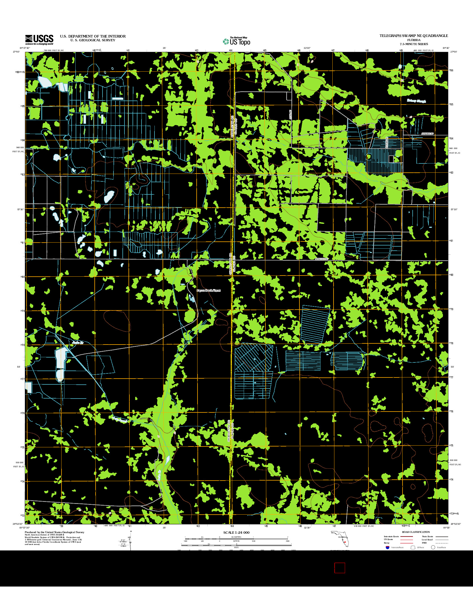 USGS US TOPO 7.5-MINUTE MAP FOR TELEGRAPH SWAMP NE, FL 2012
