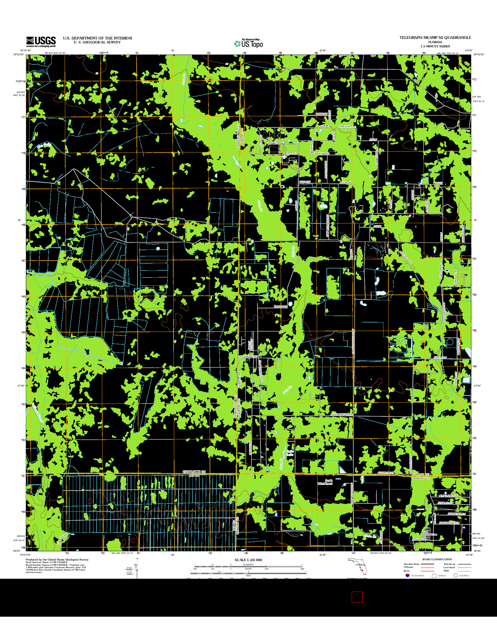 USGS US TOPO 7.5-MINUTE MAP FOR TELEGRAPH SWAMP SE, FL 2012