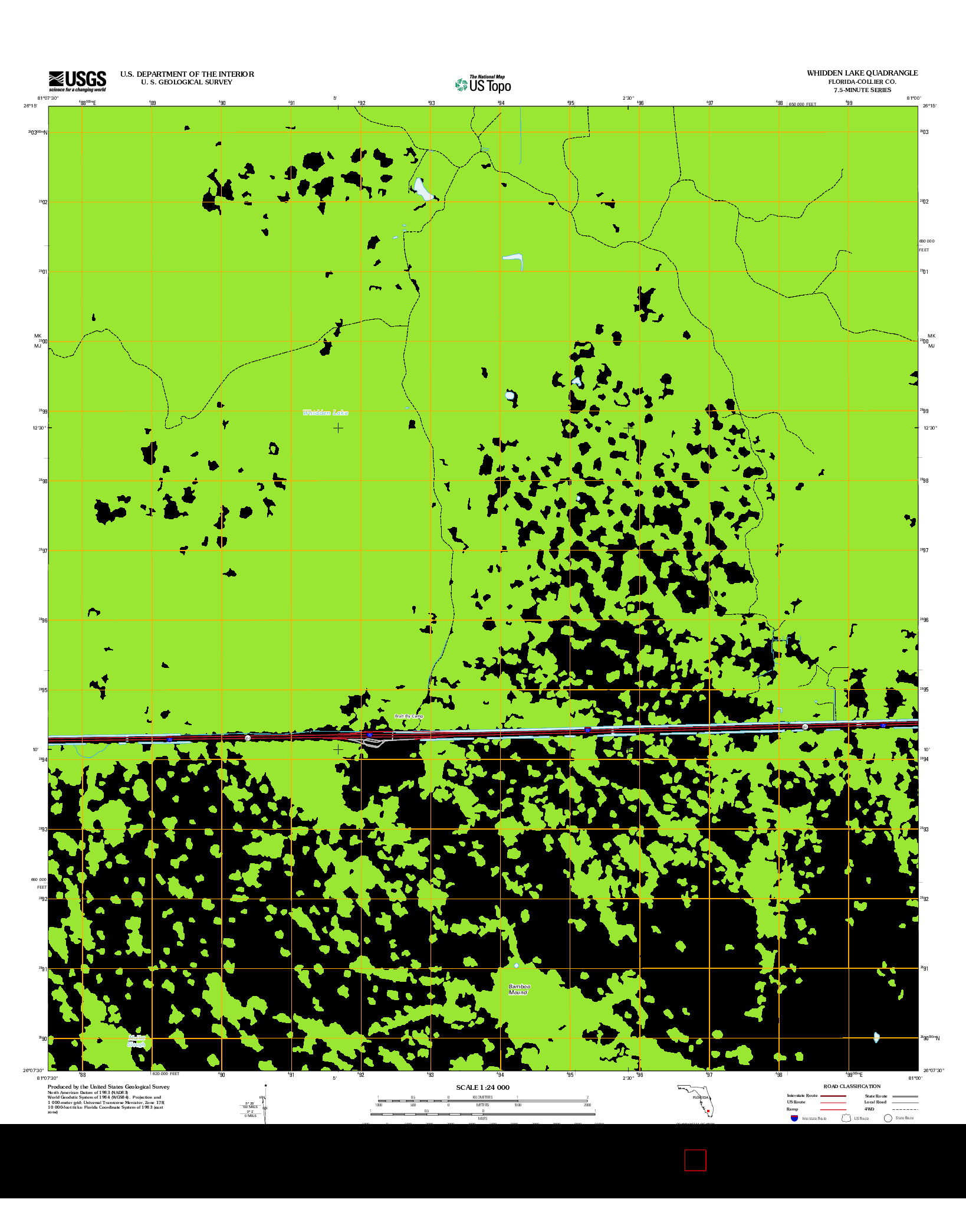 USGS US TOPO 7.5-MINUTE MAP FOR WHIDDEN LAKE, FL 2012