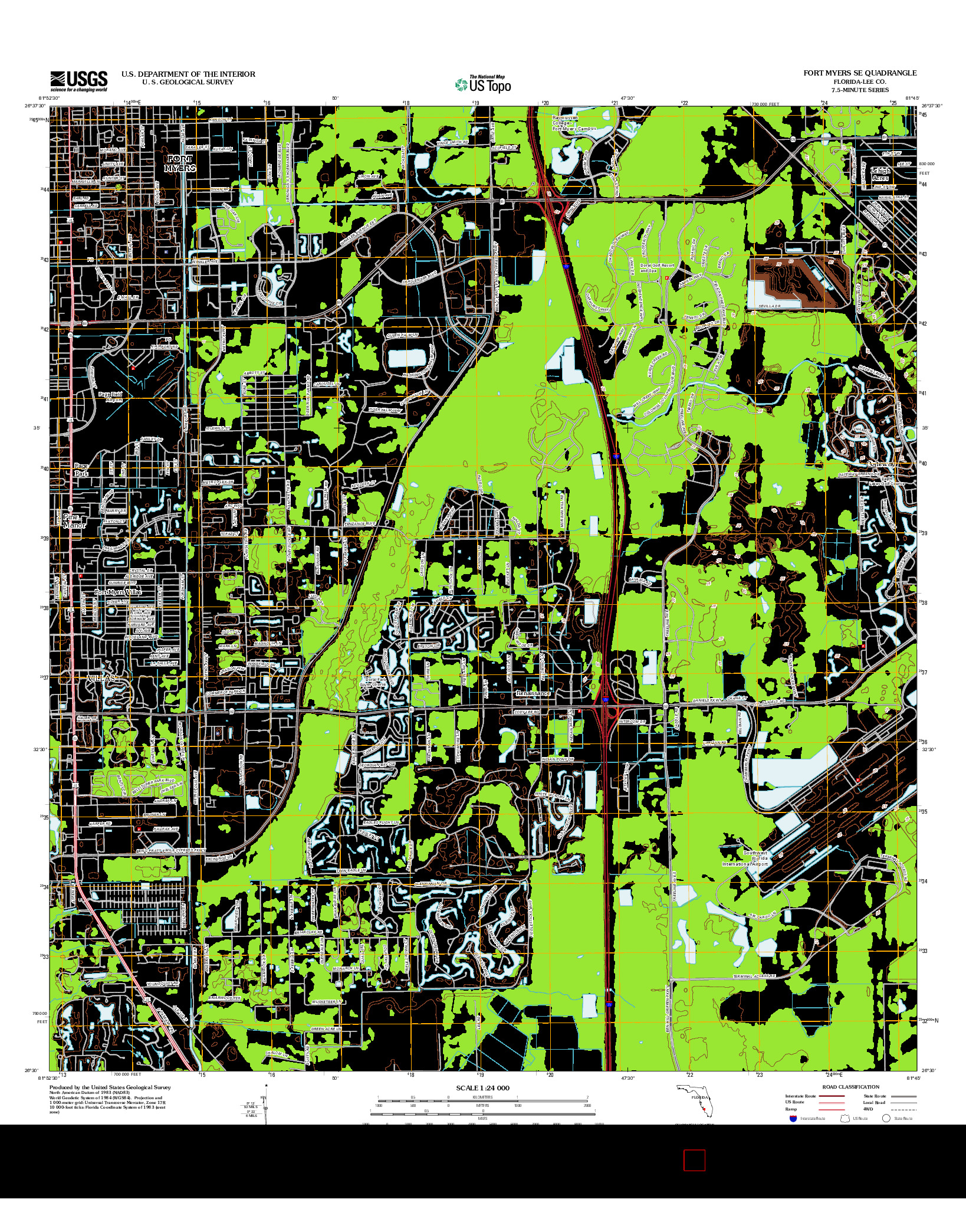 USGS US TOPO 7.5-MINUTE MAP FOR FORT MYERS SE, FL 2012