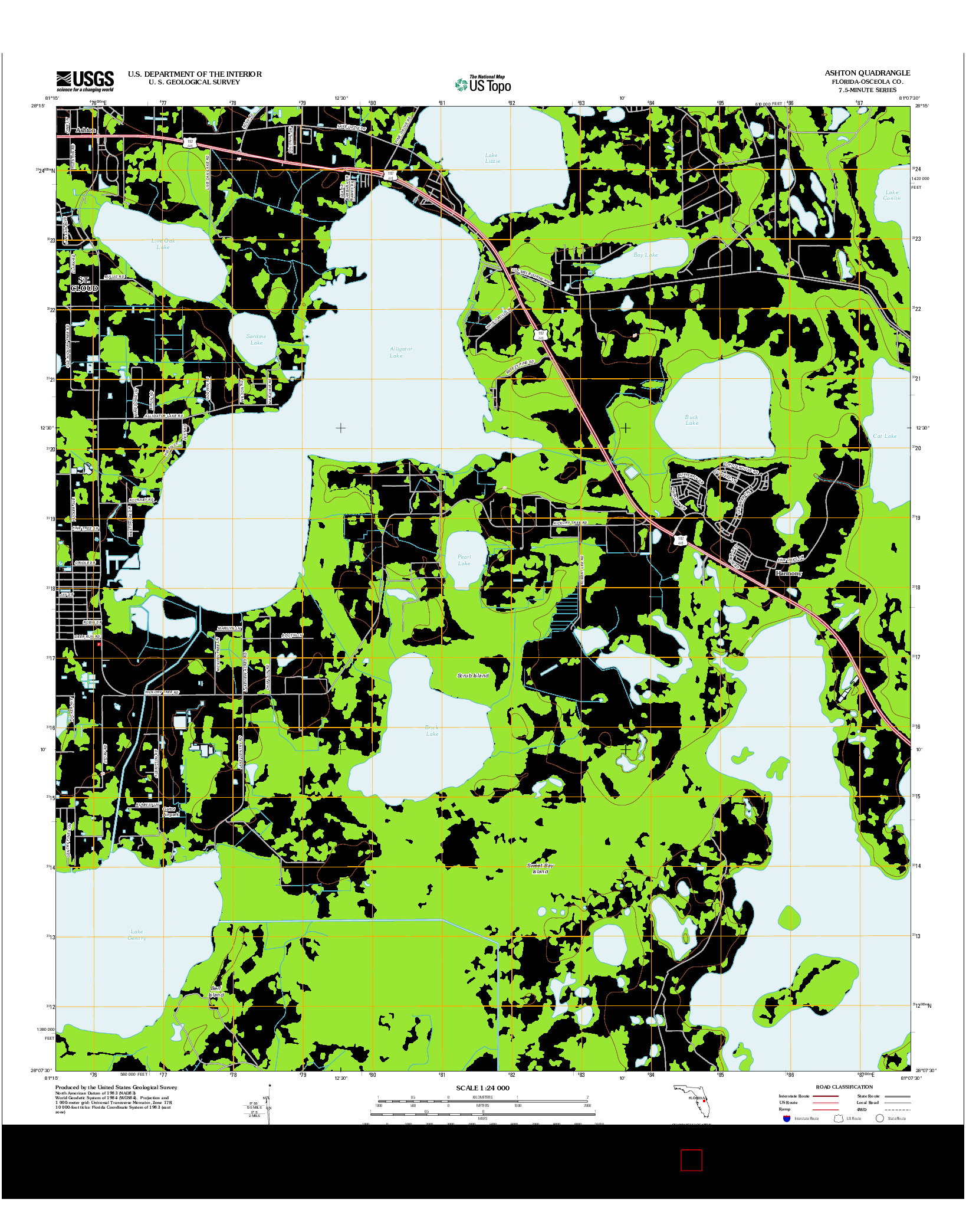 USGS US TOPO 7.5-MINUTE MAP FOR ASHTON, FL 2012