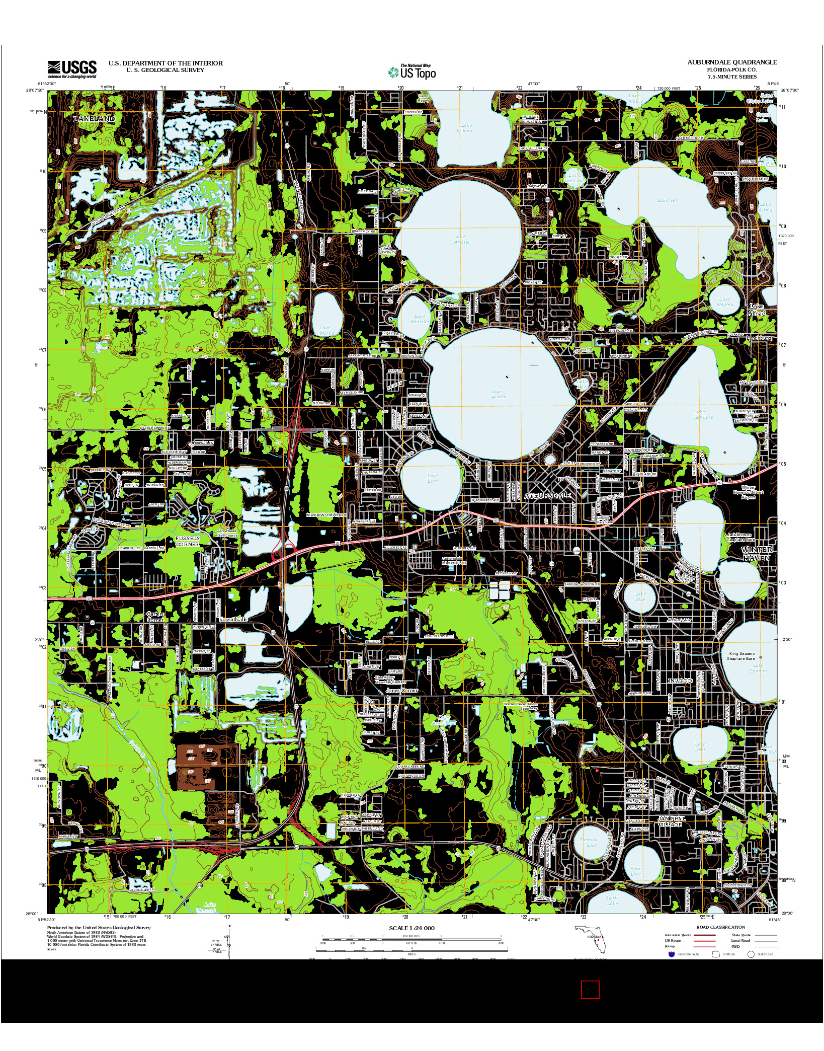 USGS US TOPO 7.5-MINUTE MAP FOR AUBURNDALE, FL 2012