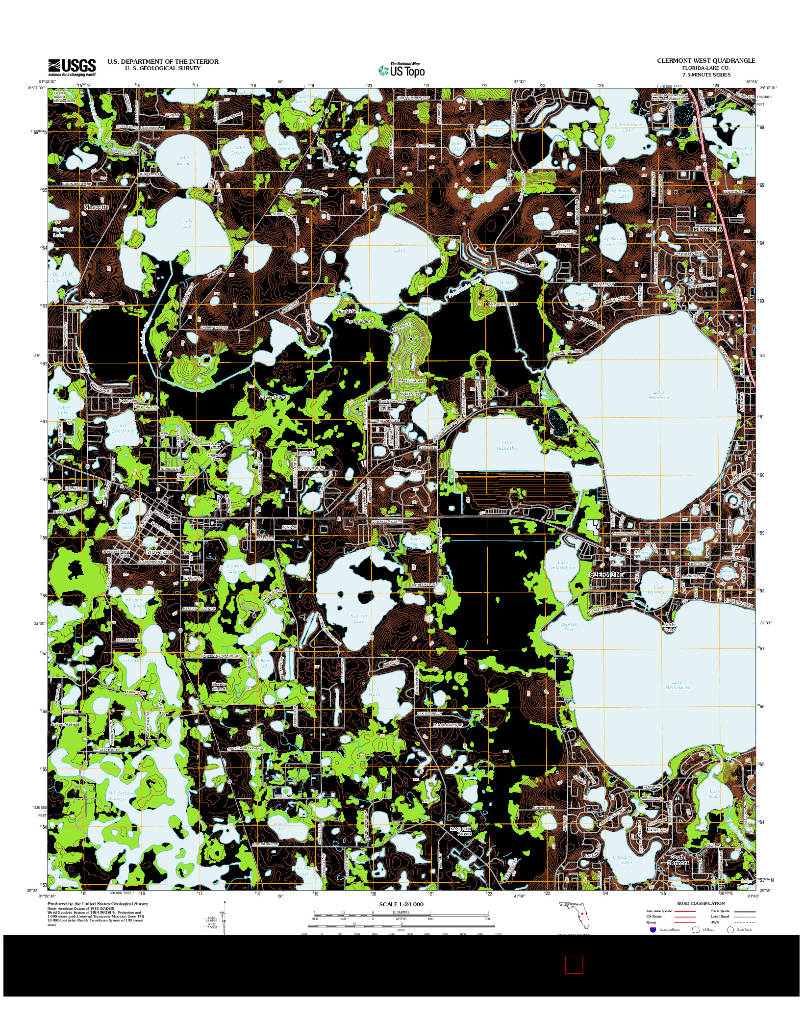 USGS US TOPO 7.5-MINUTE MAP FOR CLERMONT WEST, FL 2012