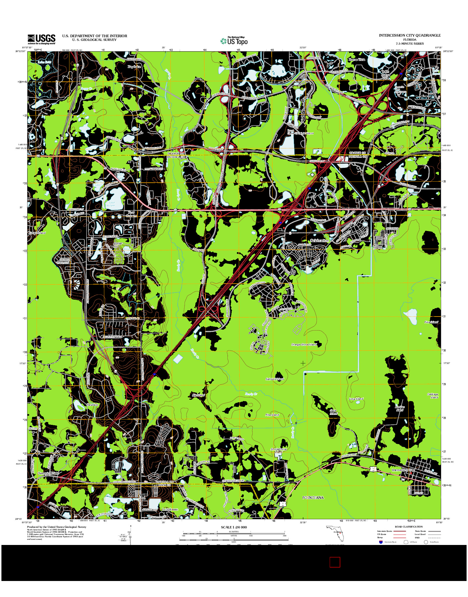 USGS US TOPO 7.5-MINUTE MAP FOR INTERCESSION CITY, FL 2012