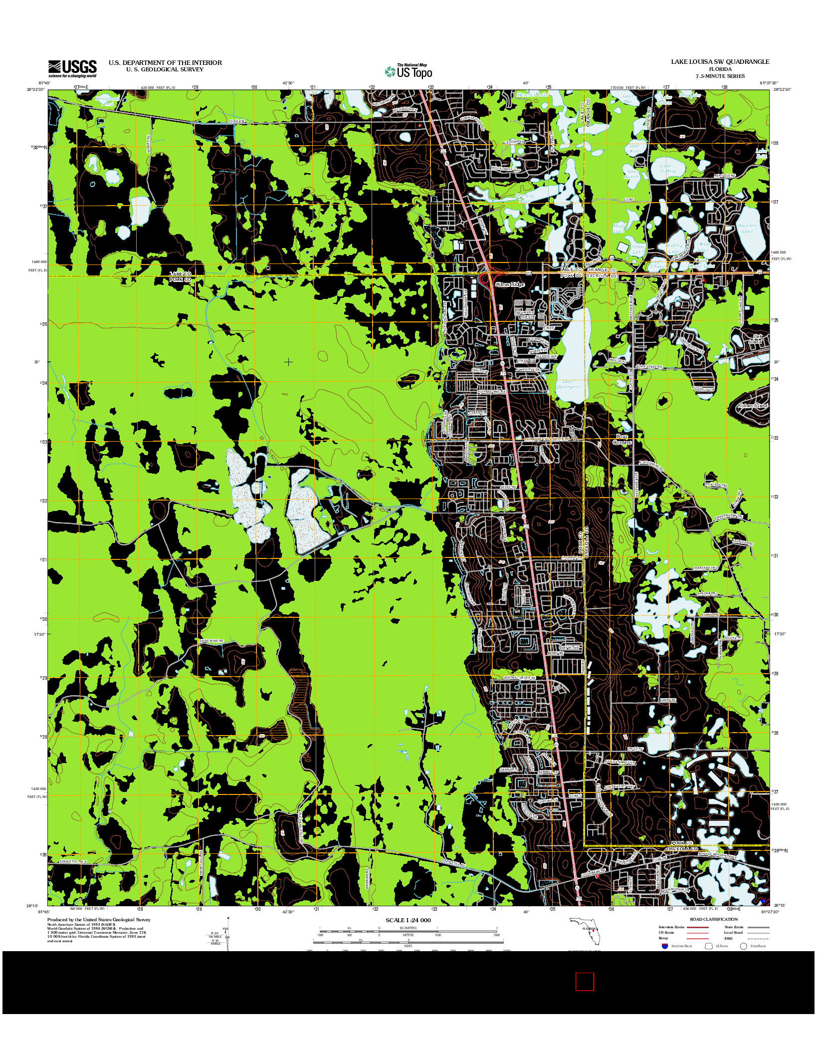 USGS US TOPO 7.5-MINUTE MAP FOR LAKE LOUISA SW, FL 2012