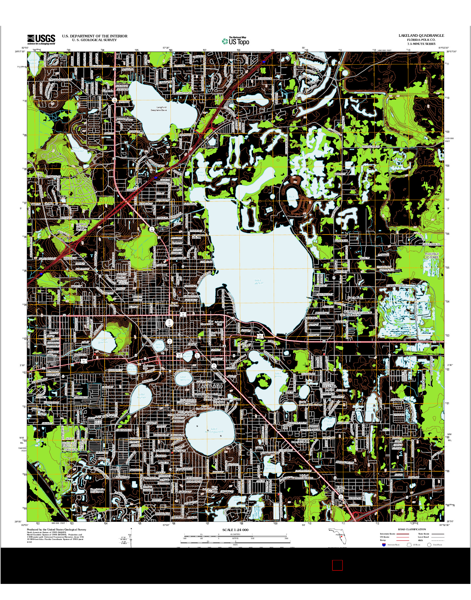 USGS US TOPO 7.5-MINUTE MAP FOR LAKELAND, FL 2012