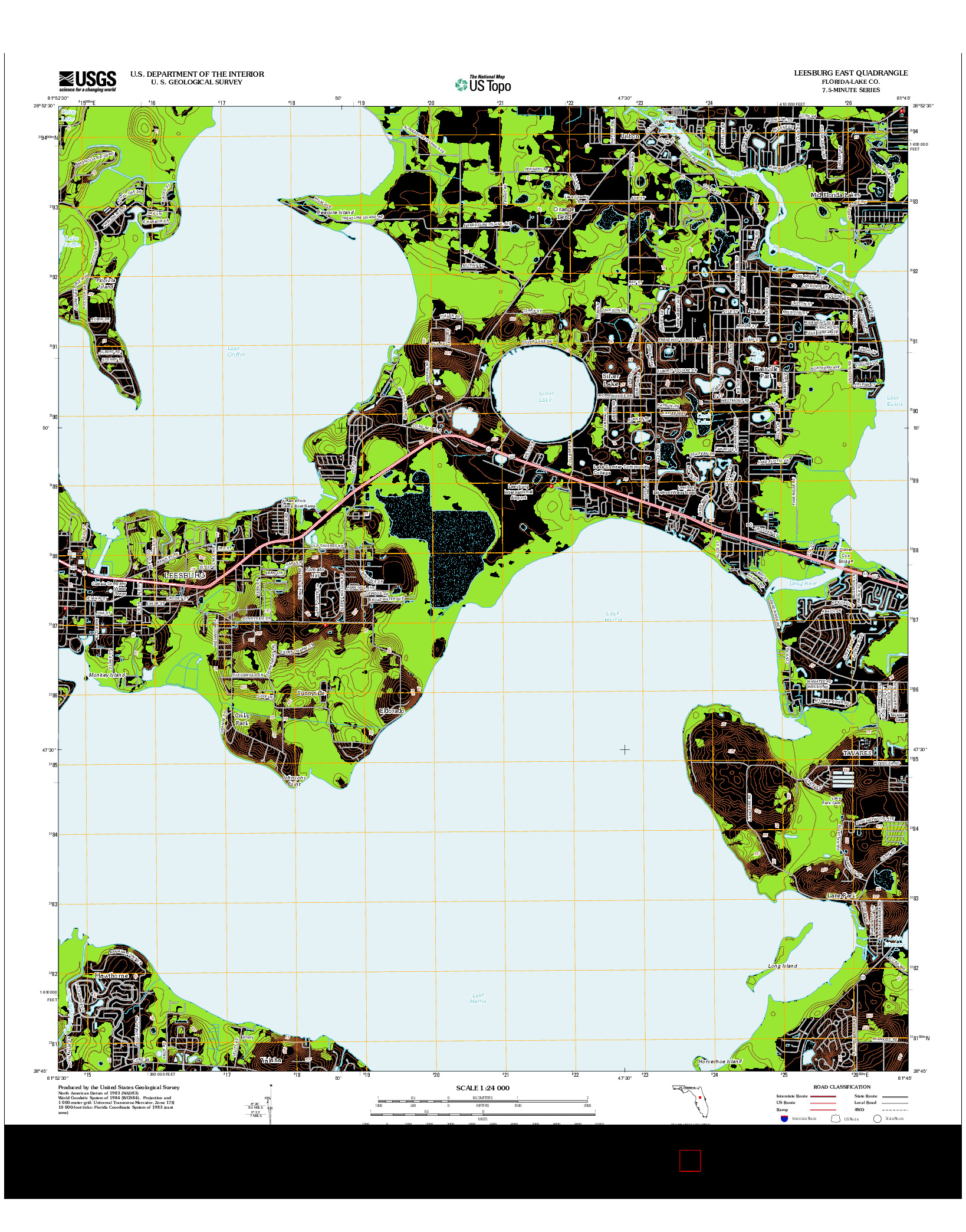 USGS US TOPO 7.5-MINUTE MAP FOR LEESBURG EAST, FL 2012