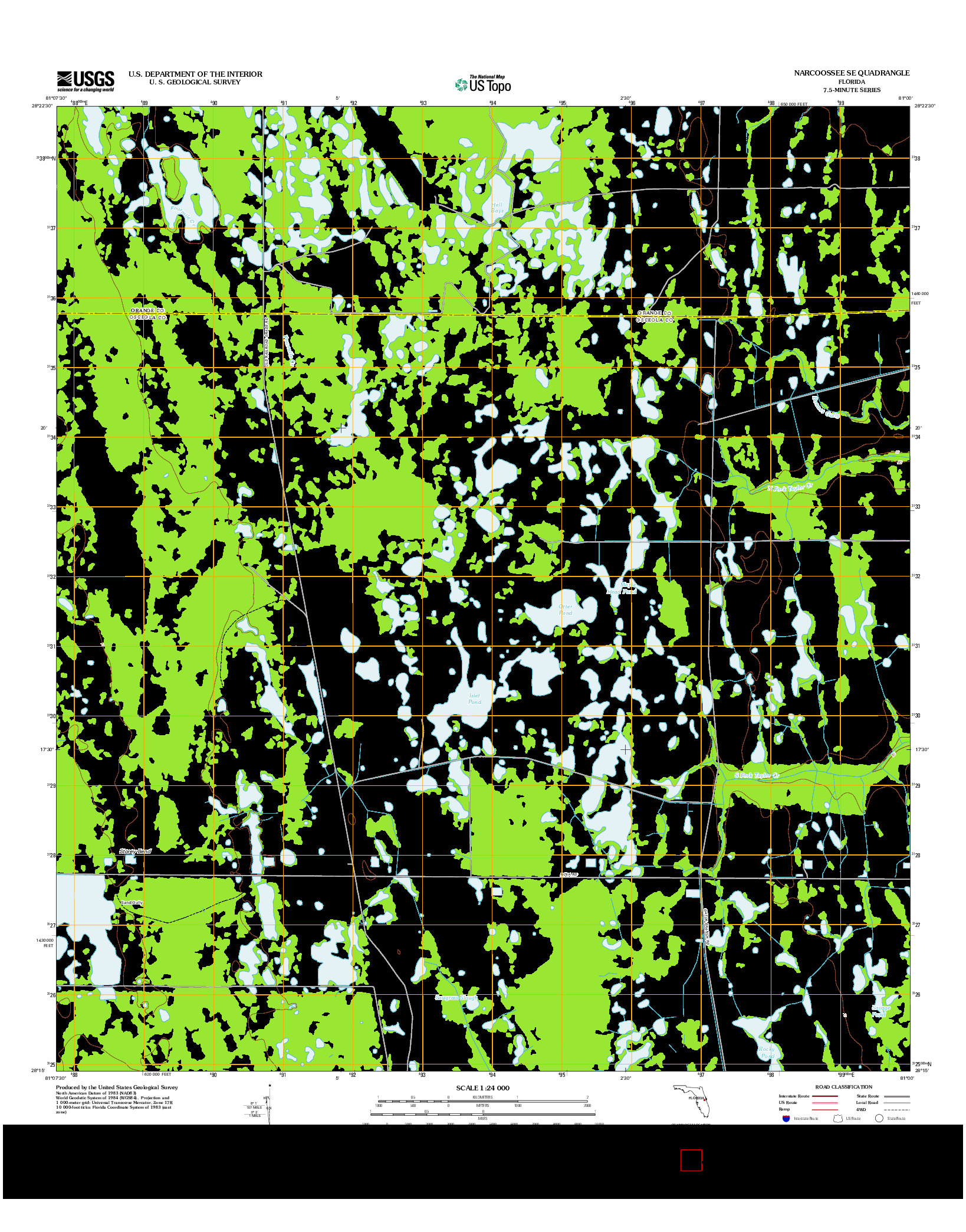 USGS US TOPO 7.5-MINUTE MAP FOR NARCOOSSEE SE, FL 2012