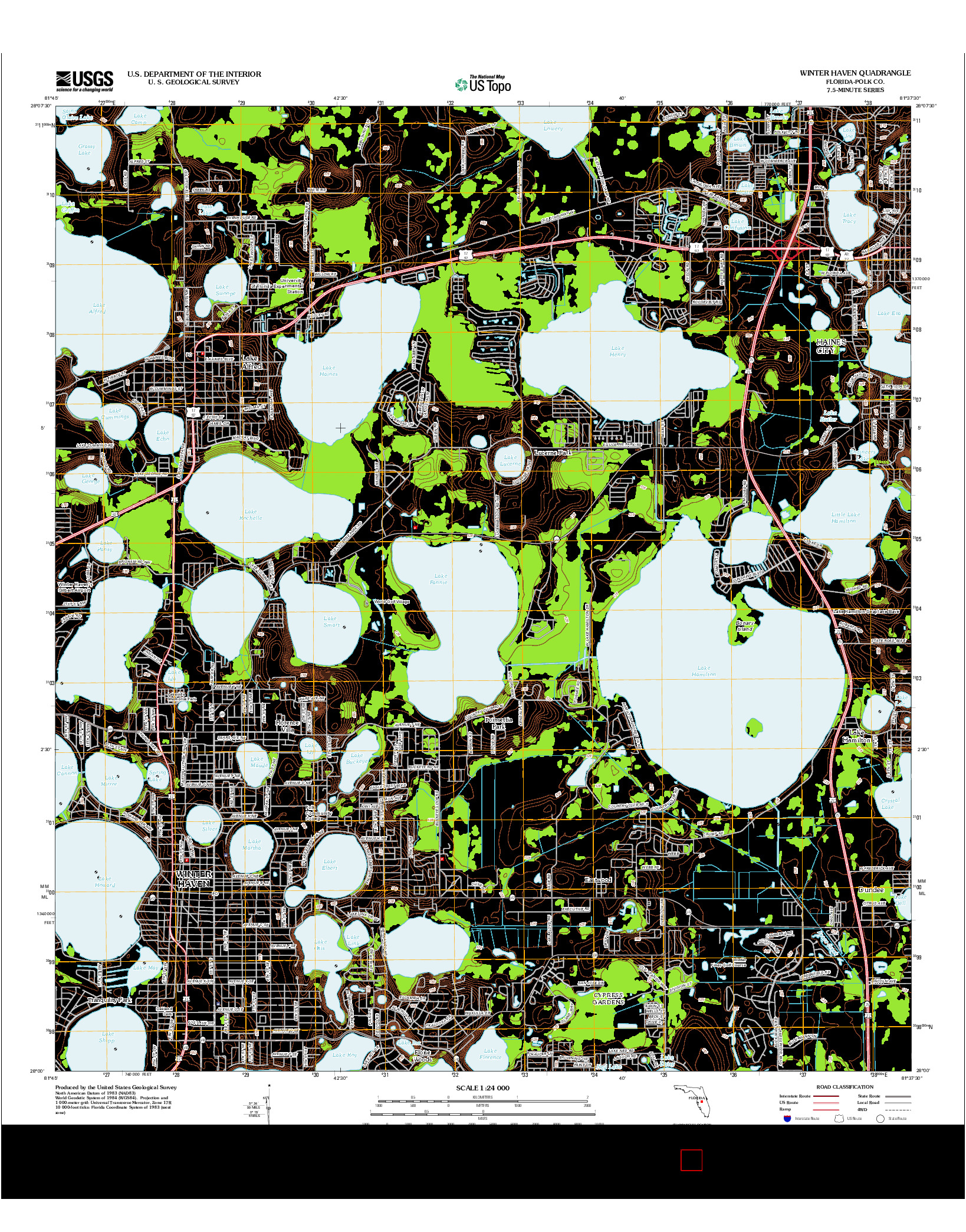 USGS US TOPO 7.5-MINUTE MAP FOR WINTER HAVEN, FL 2012