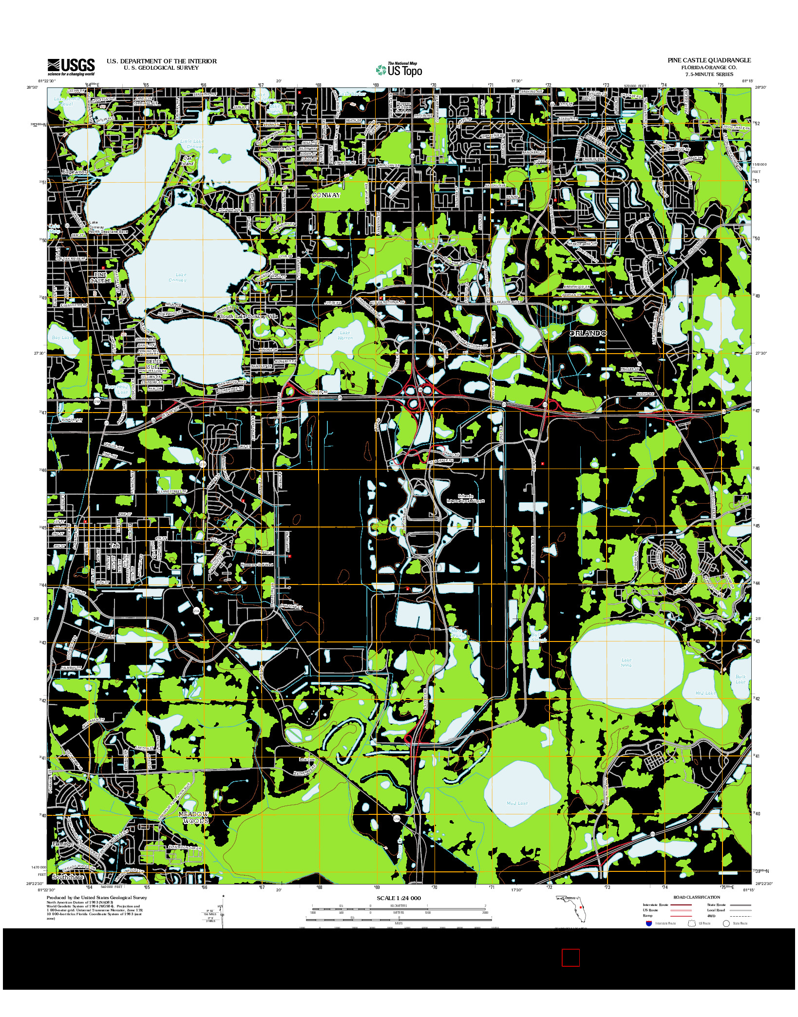 USGS US TOPO 7.5-MINUTE MAP FOR PINE CASTLE, FL 2012