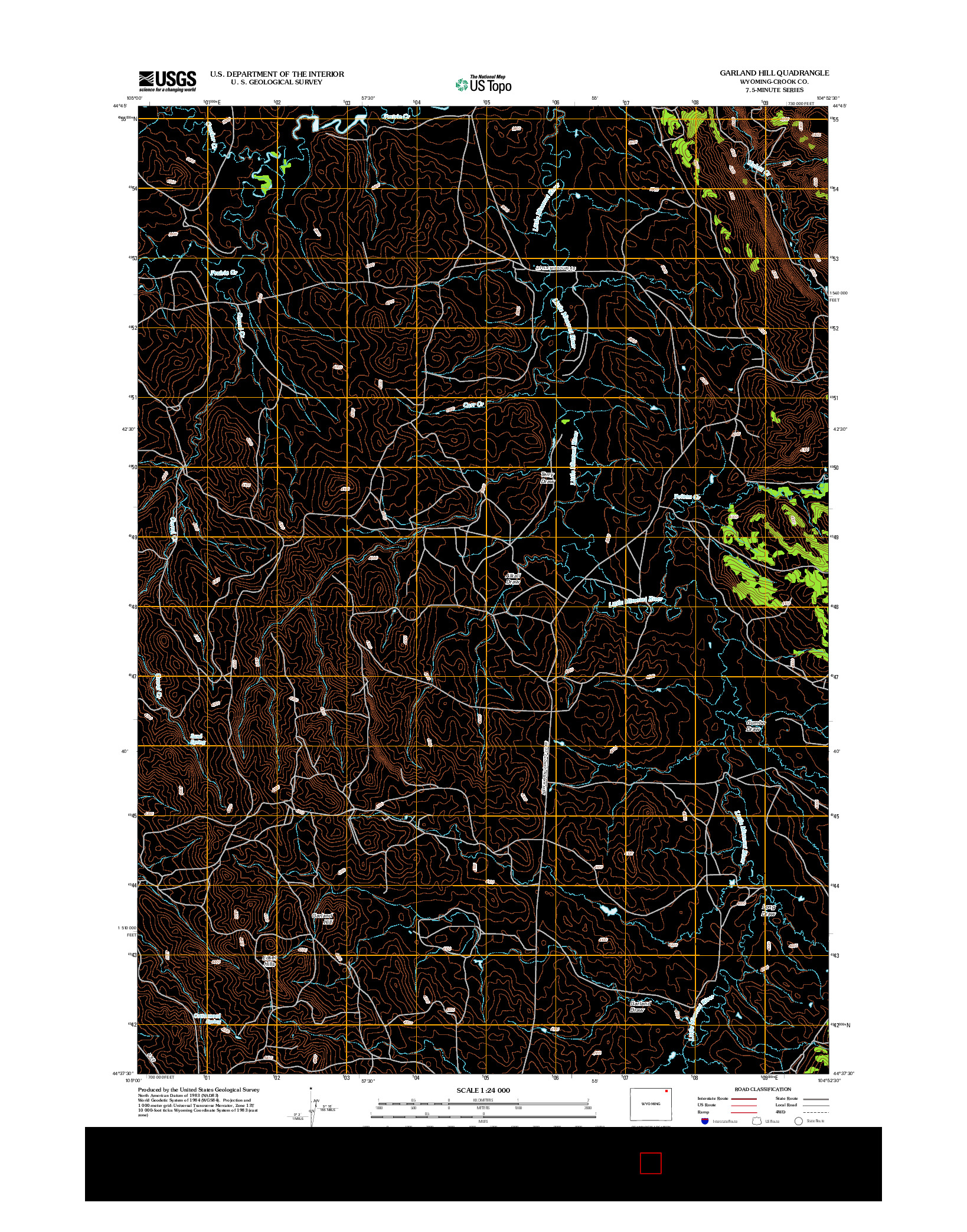 USGS US TOPO 7.5-MINUTE MAP FOR GARLAND HILL, WY 2012