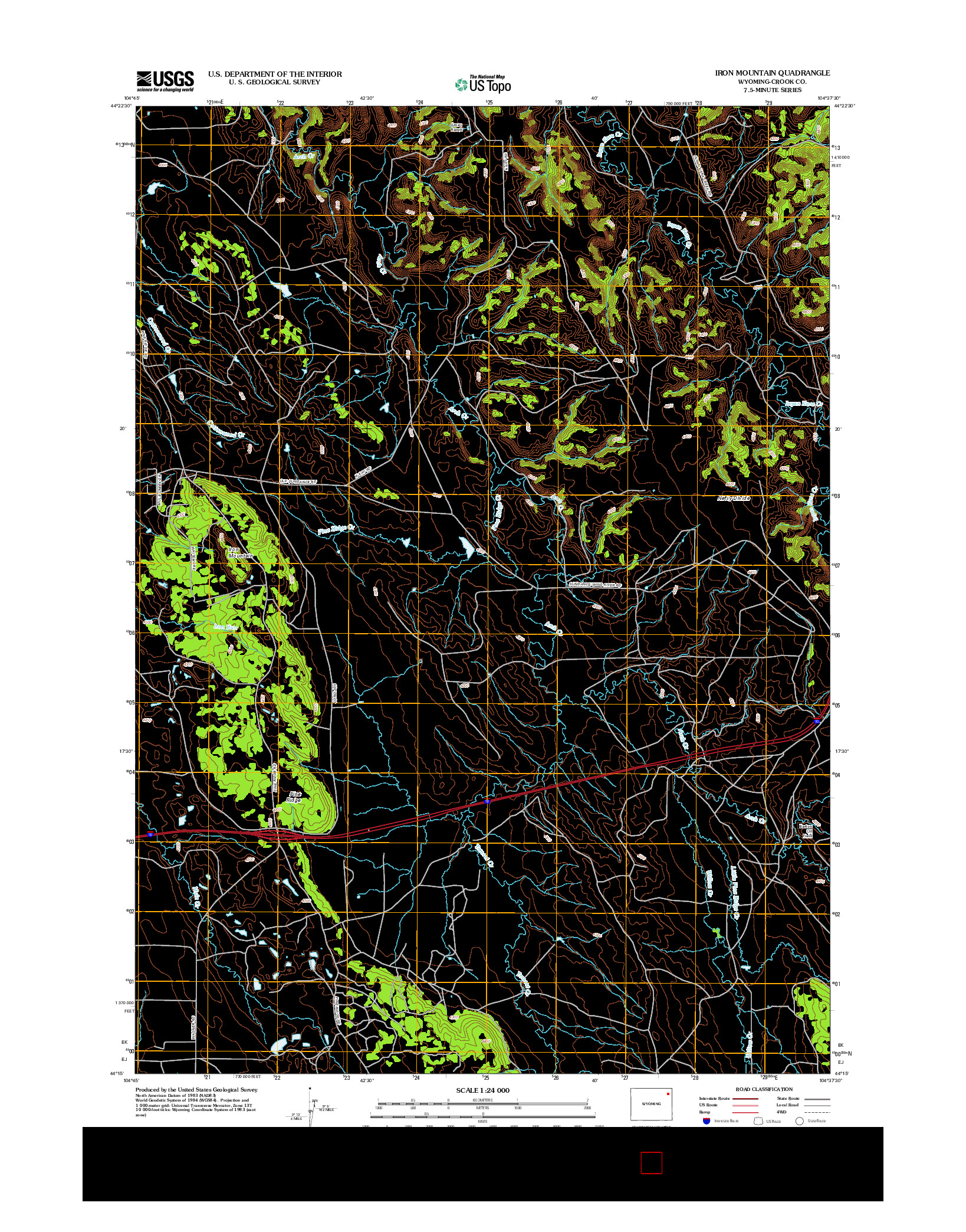 USGS US TOPO 7.5-MINUTE MAP FOR IRON MOUNTAIN, WY 2012