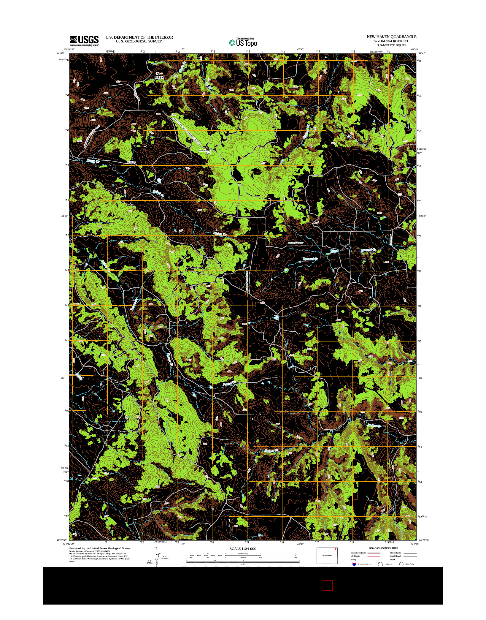 USGS US TOPO 7.5-MINUTE MAP FOR NEW HAVEN, WY 2012