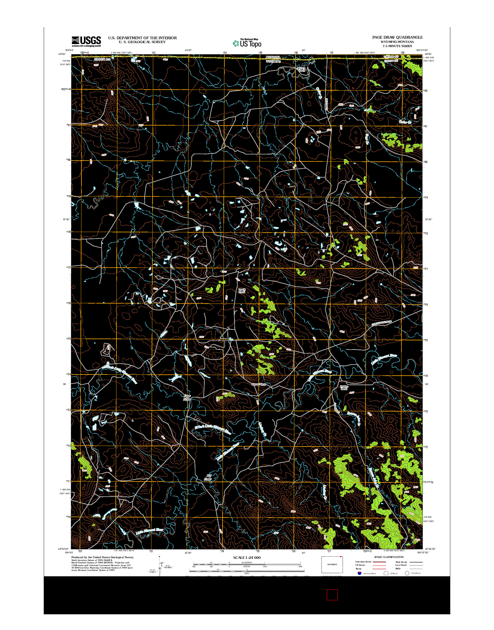 USGS US TOPO 7.5-MINUTE MAP FOR PAGE DRAW, WY-MT 2012